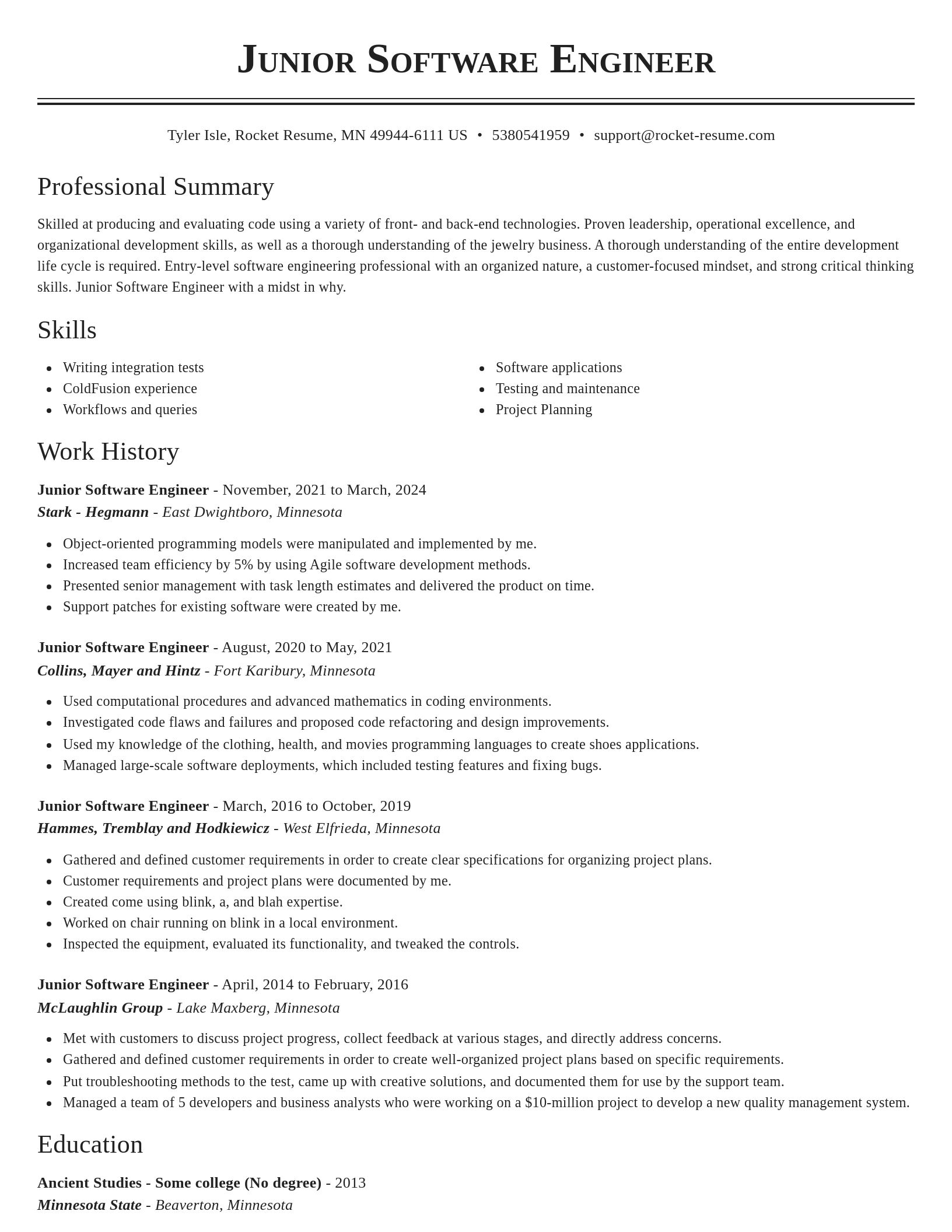 Classic resume template