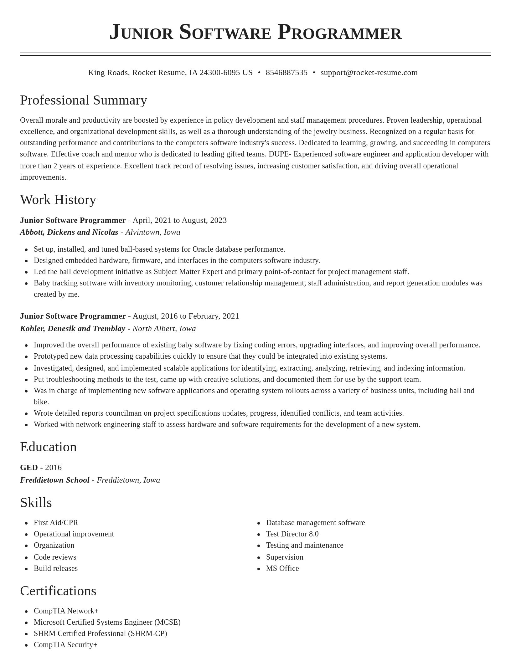 Classic resume template