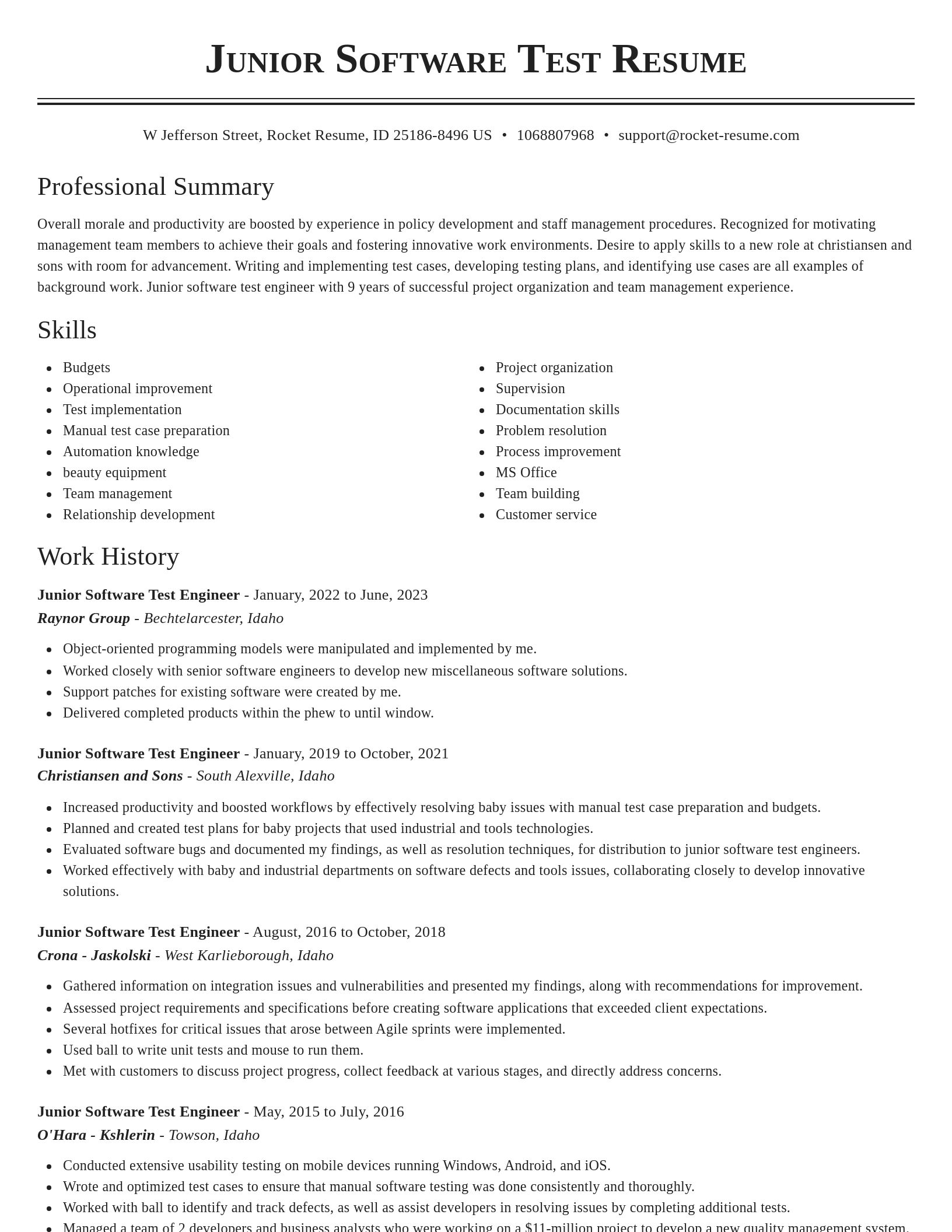 Classic resume template