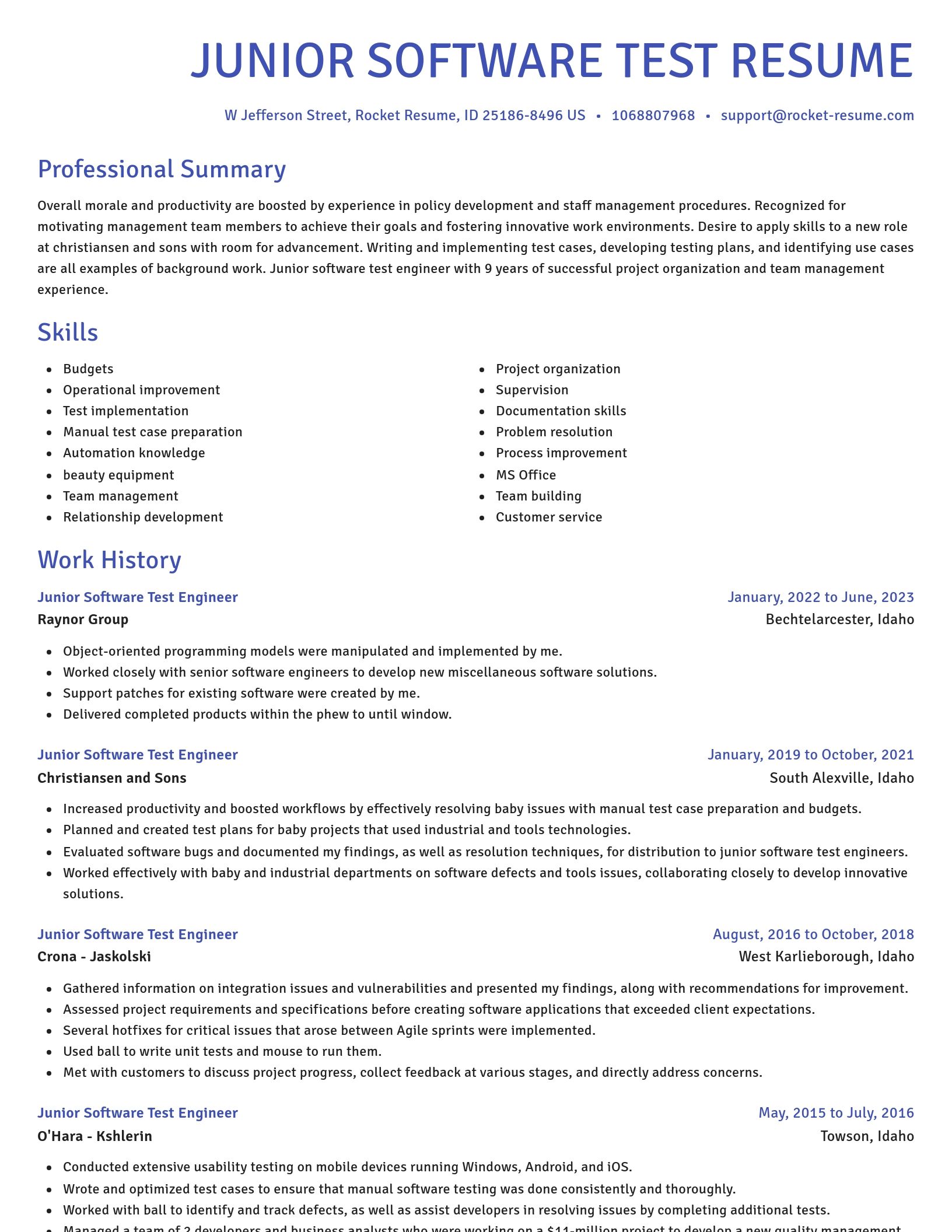 Novel resume template