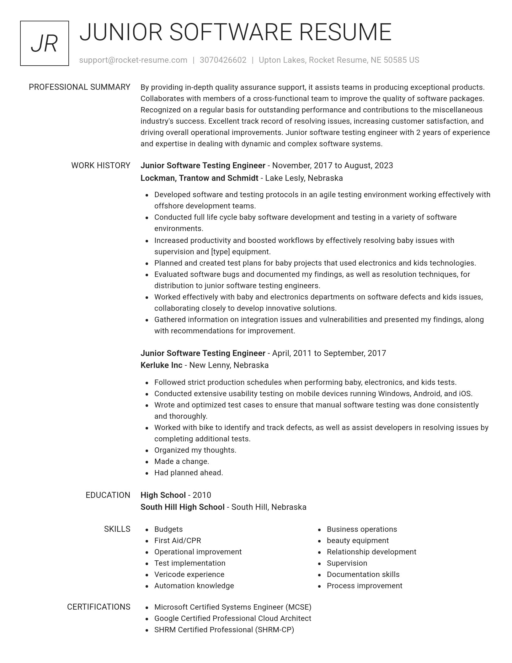 Renowned resume template