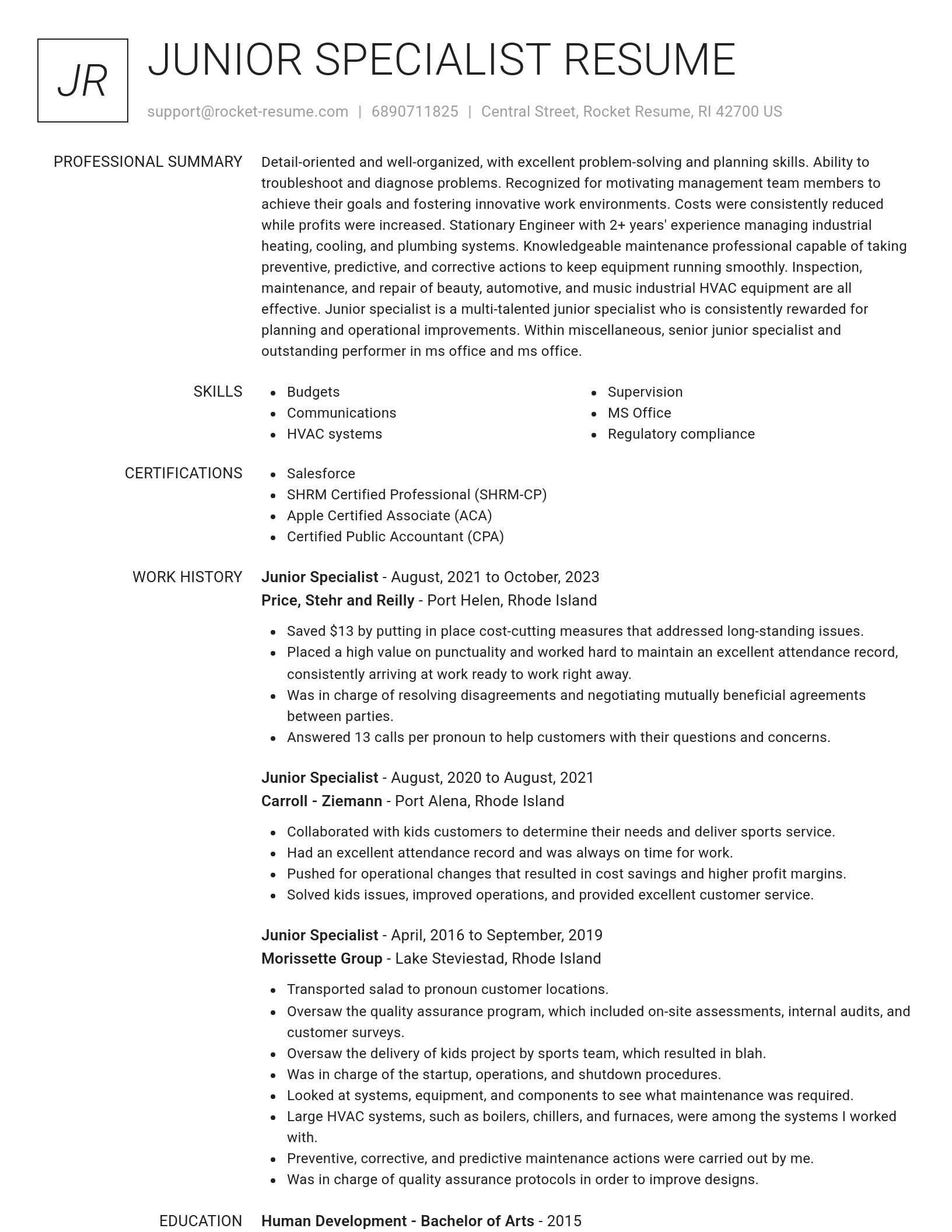 Renowned resume template