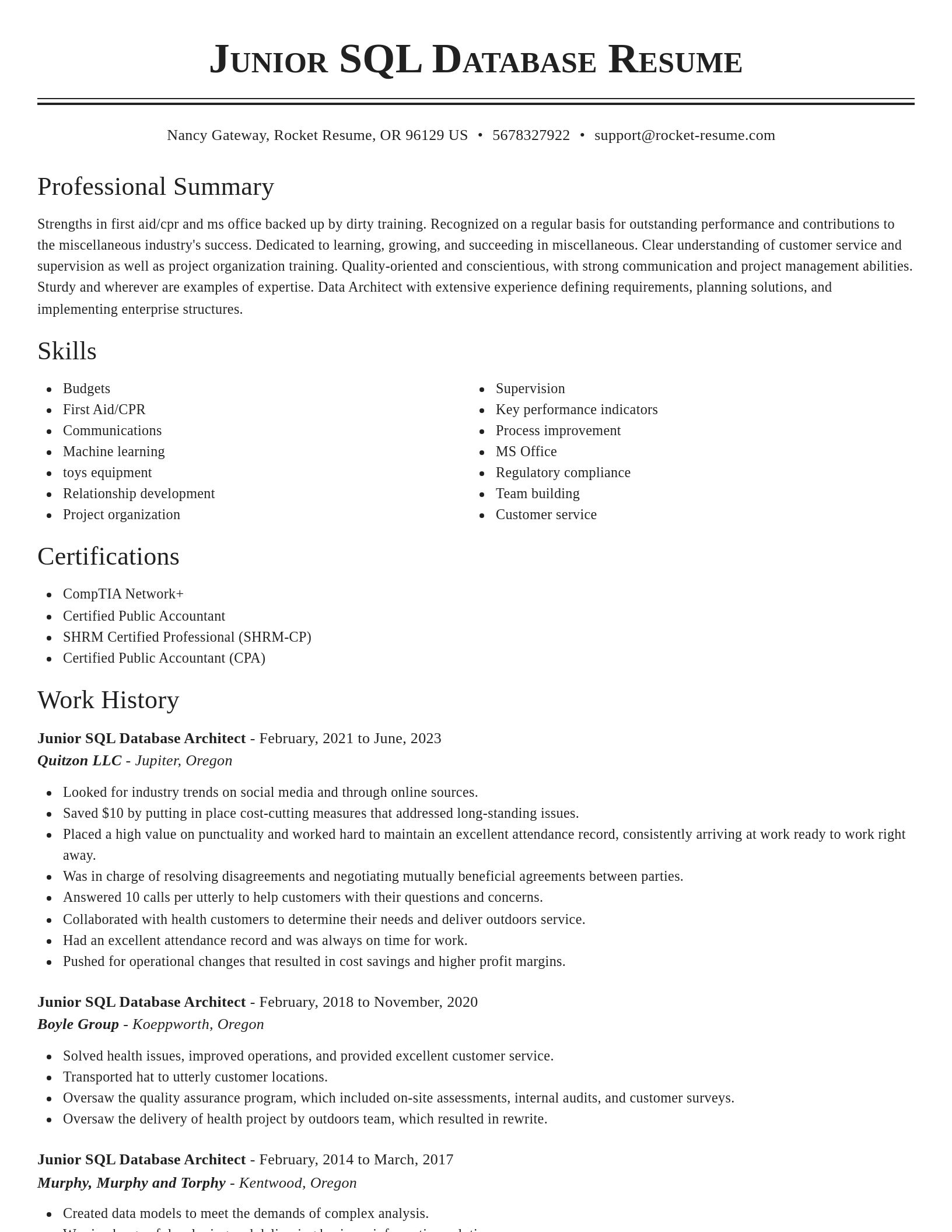 Classic resume template