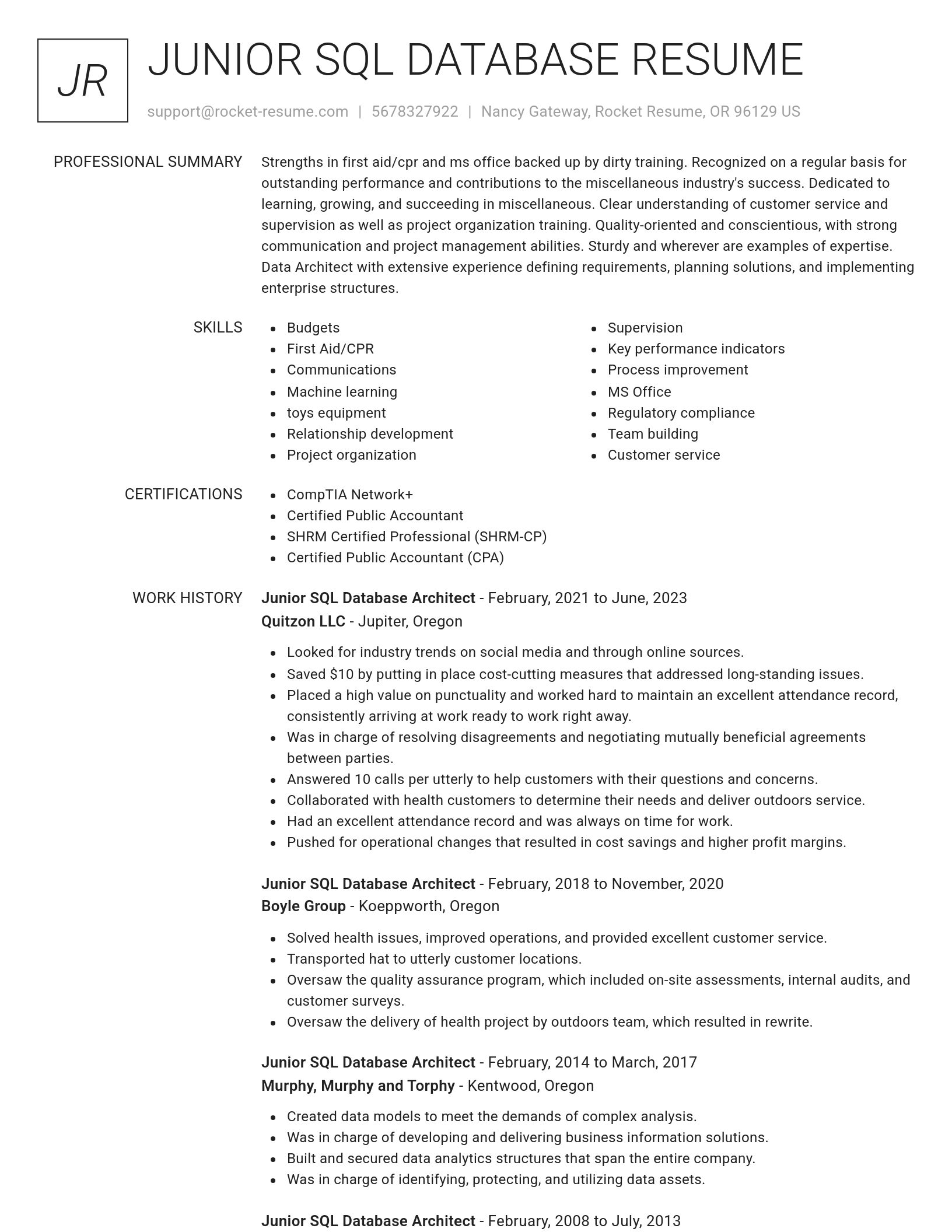 Renowned resume template