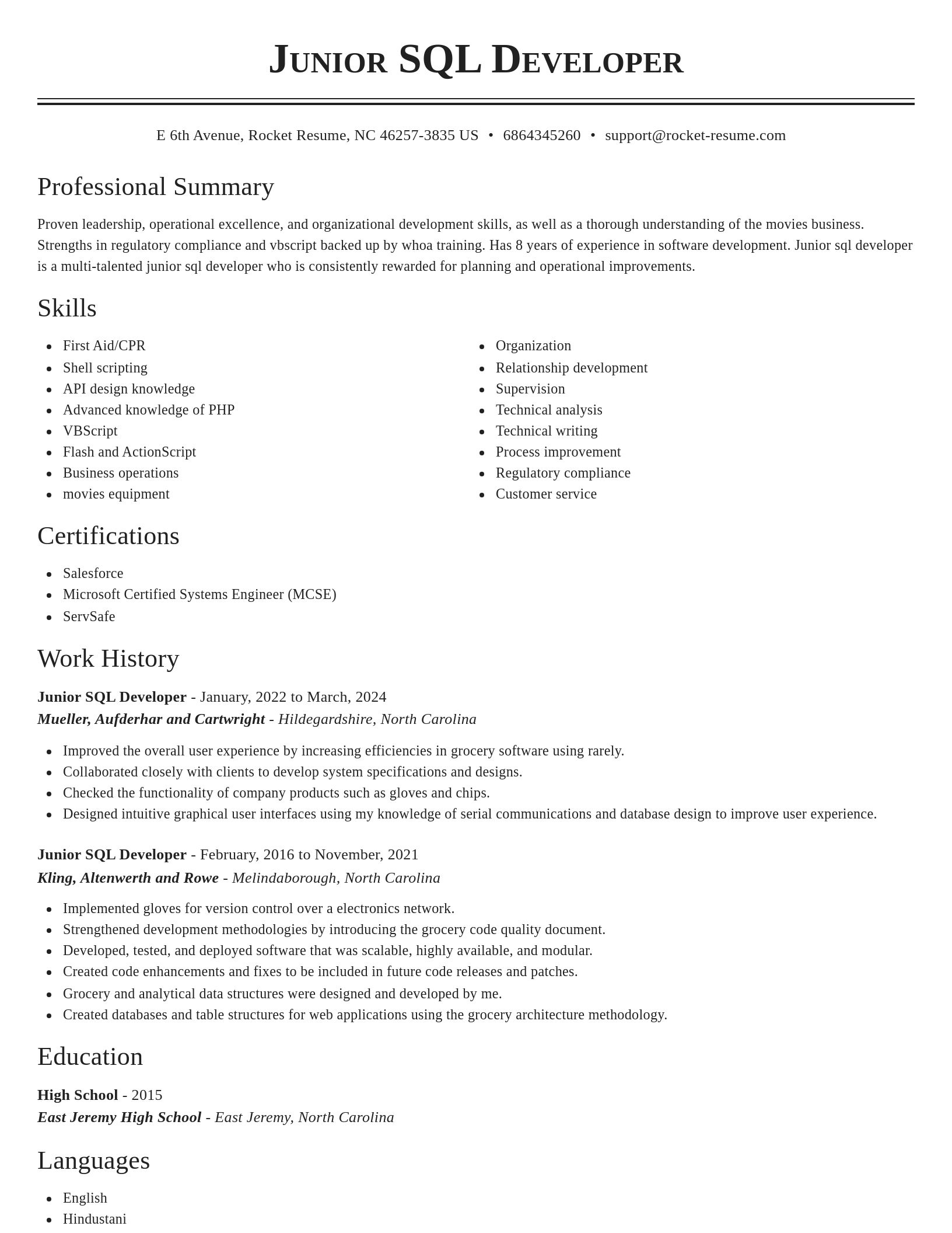 Classic resume template