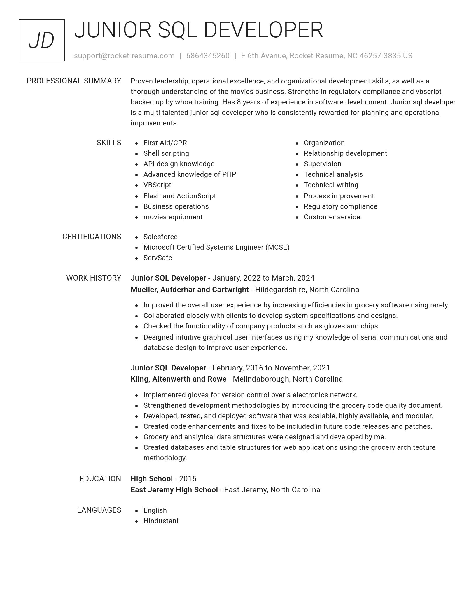 Renowned resume template