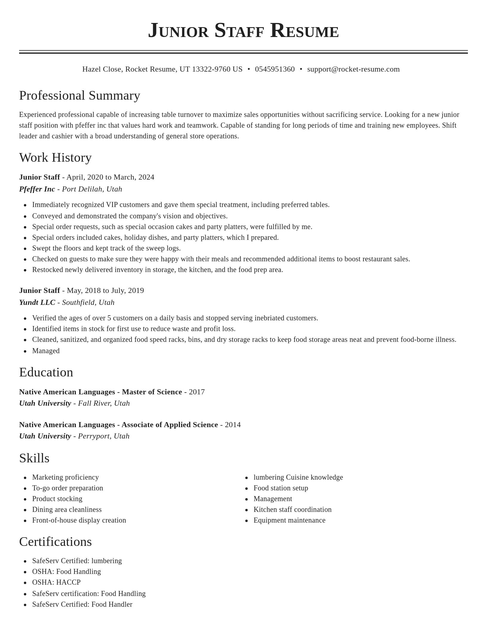 Classic resume template