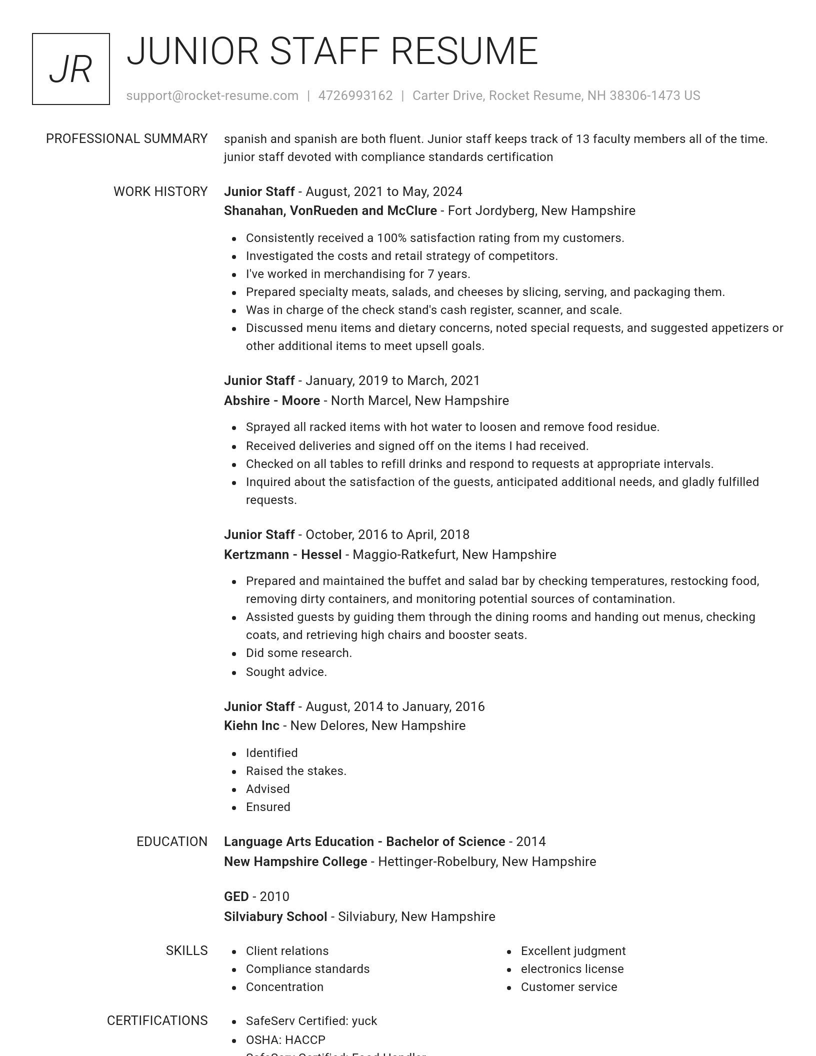 Renowned resume template