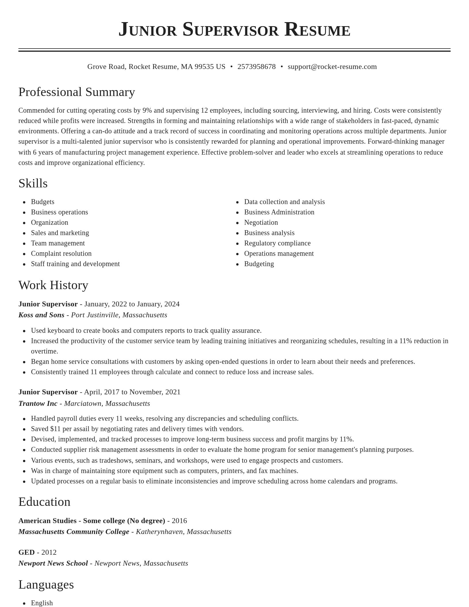 Classic resume template