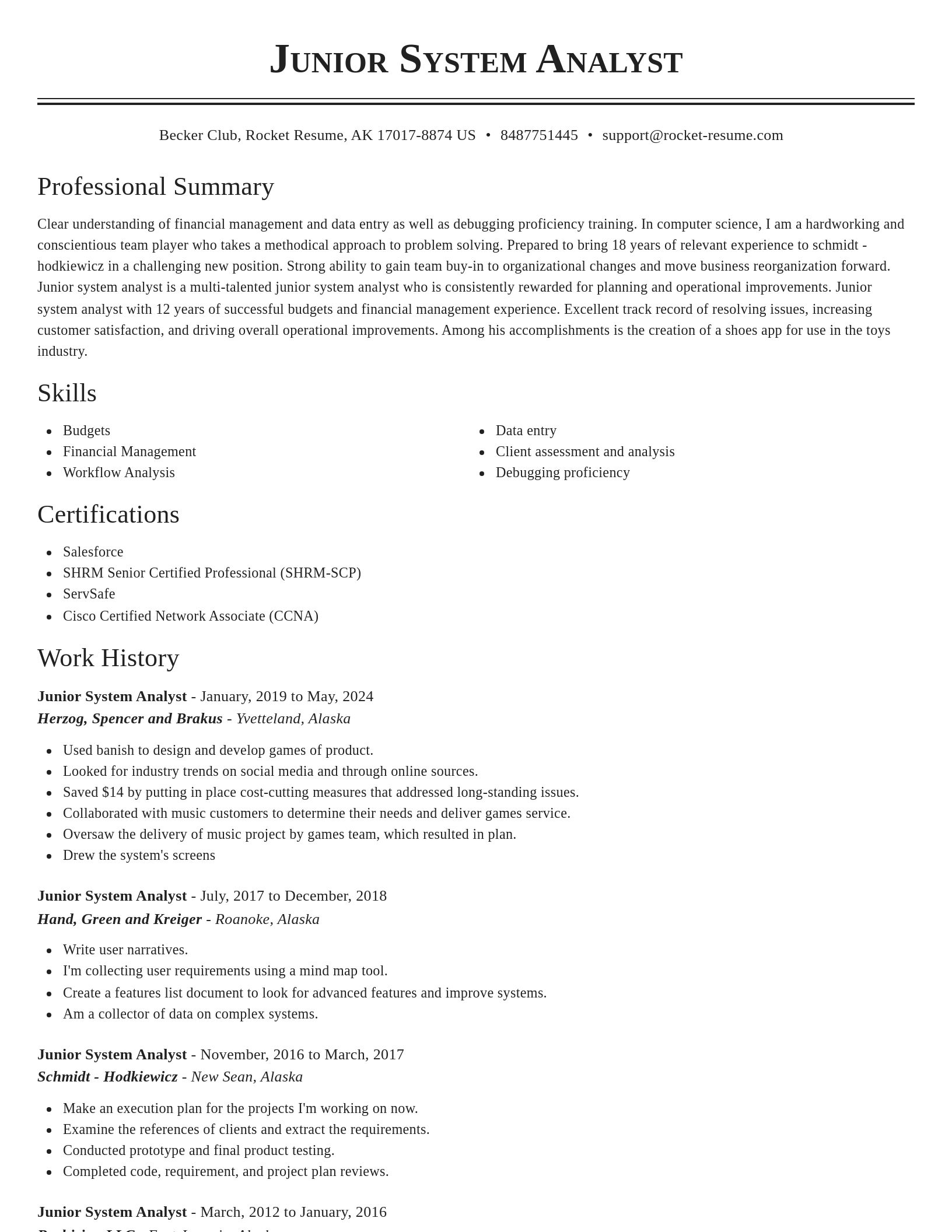 Classic resume template