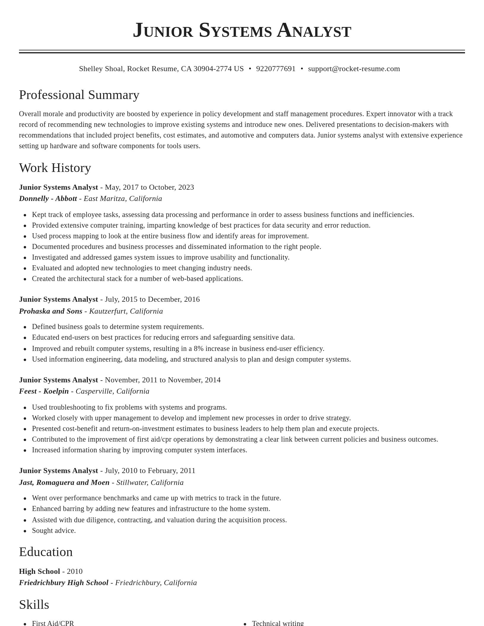 Classic resume template