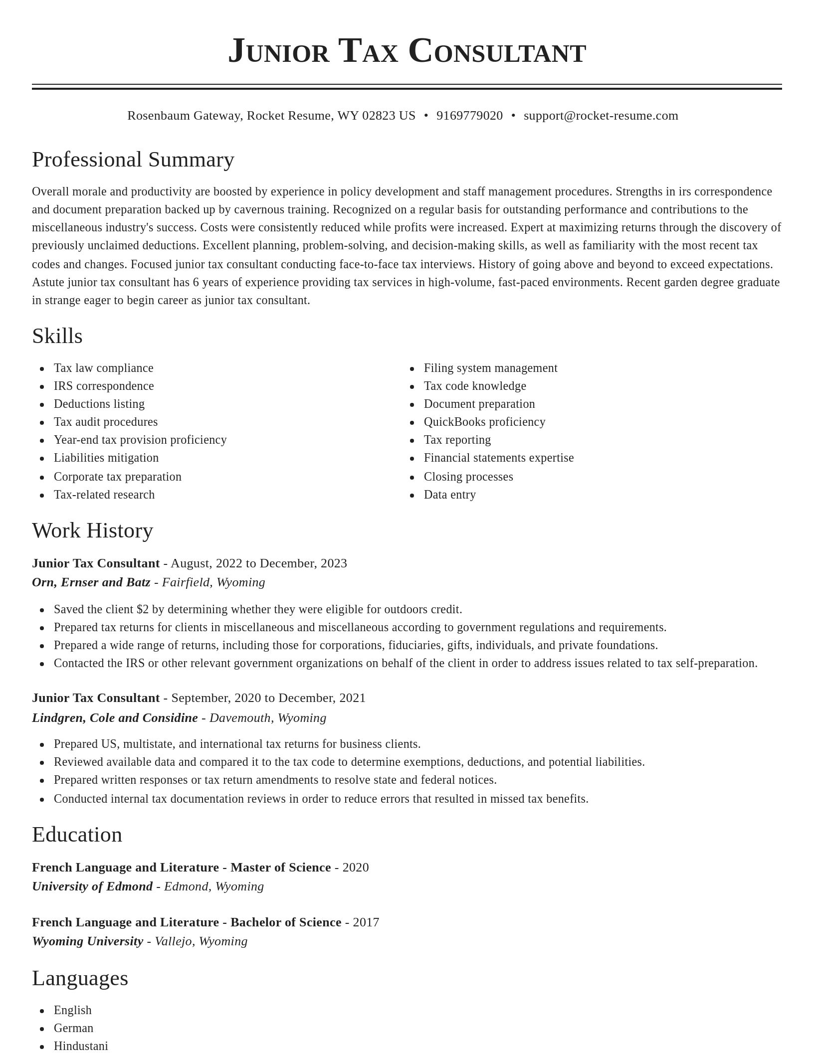Classic resume template