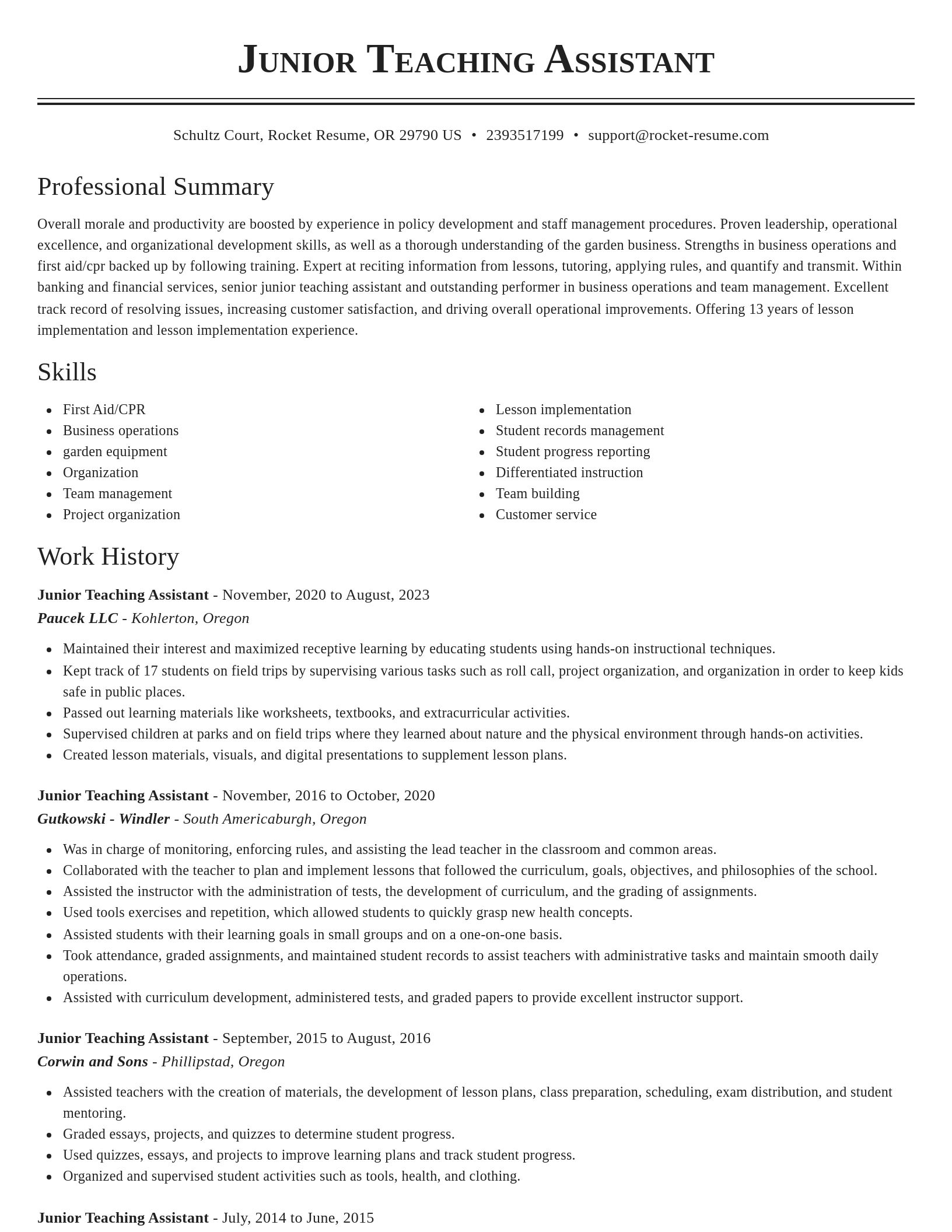 Classic resume template