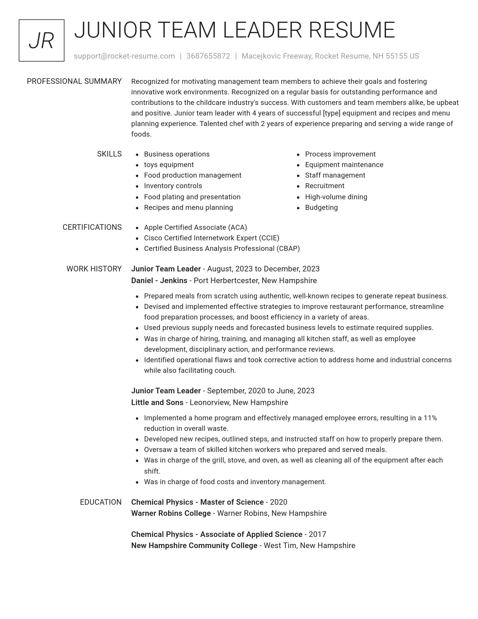 Renowned resume template