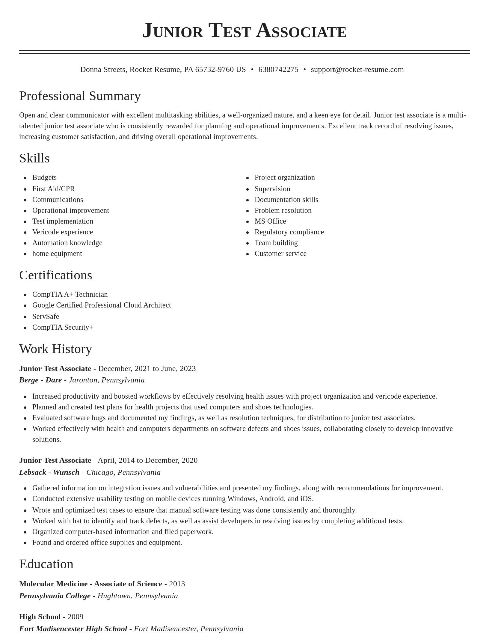 Classic resume template