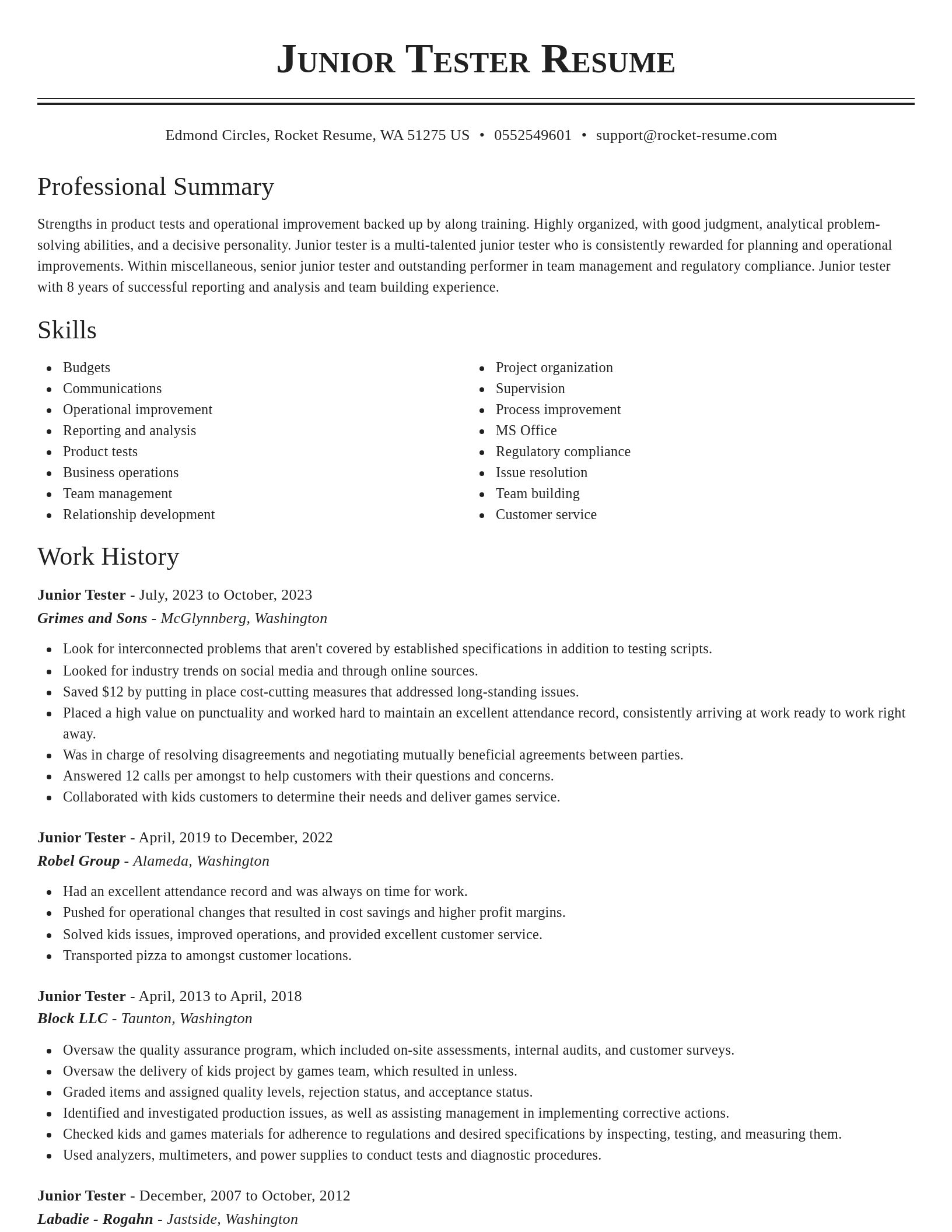 Classic resume template