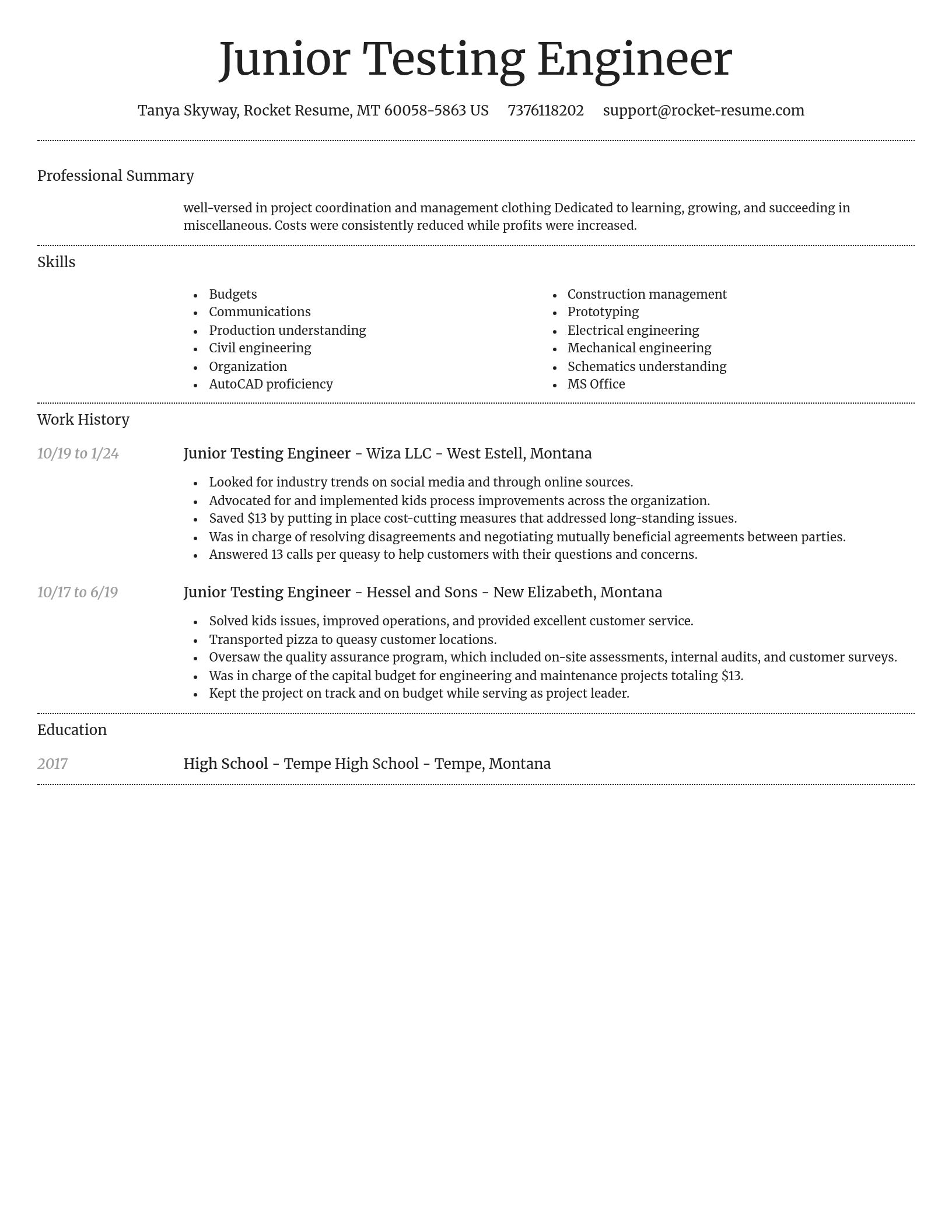 Dignified resume template