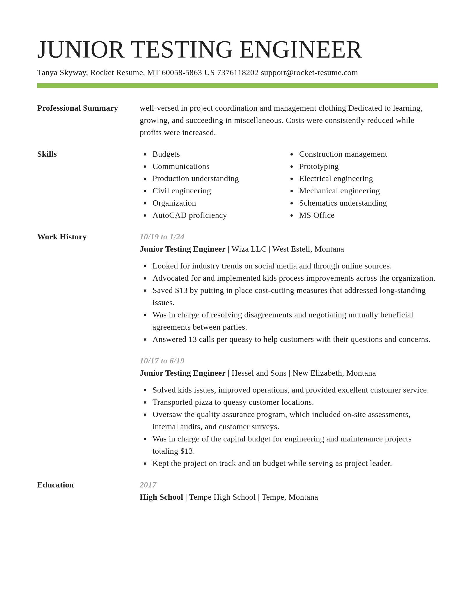 Smart resume template