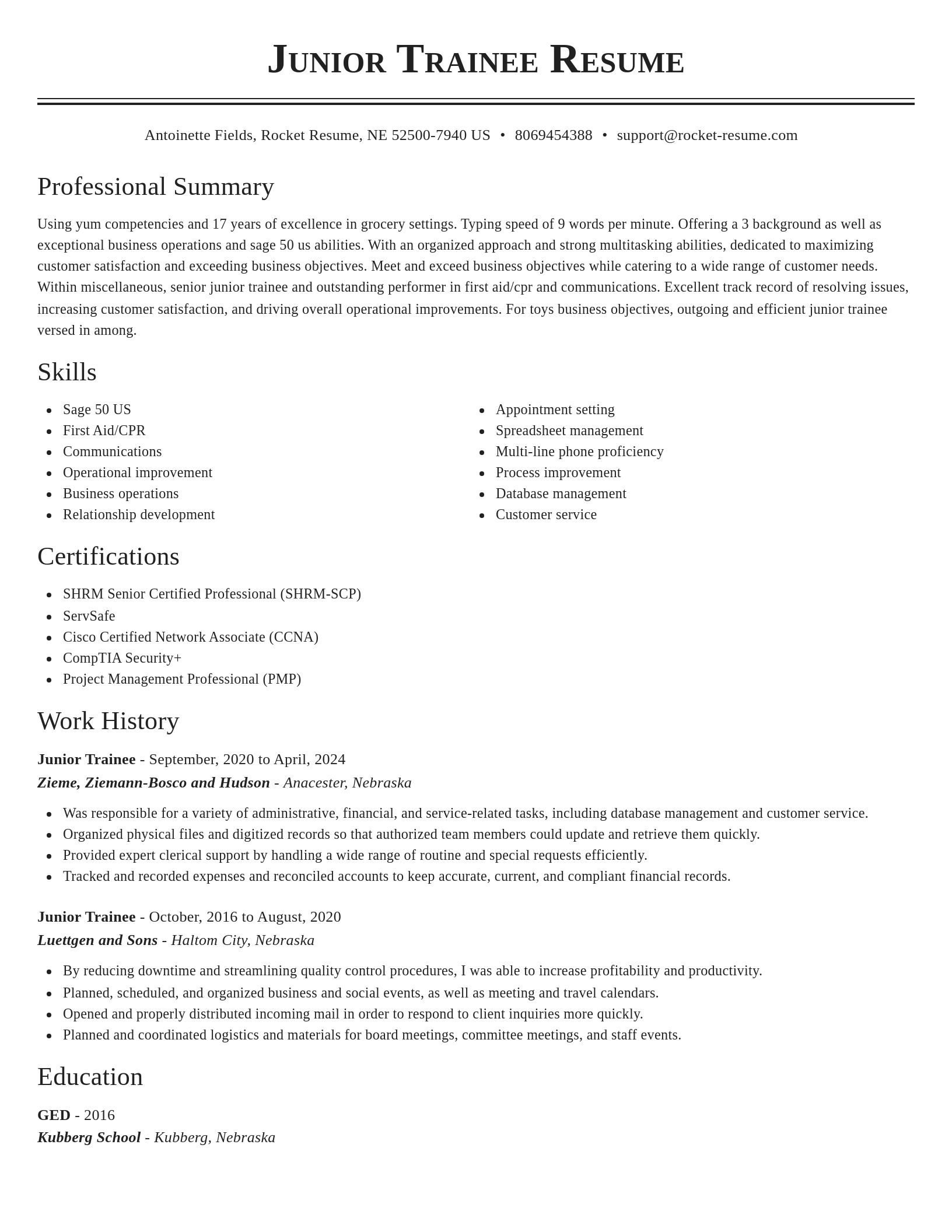 Classic resume template