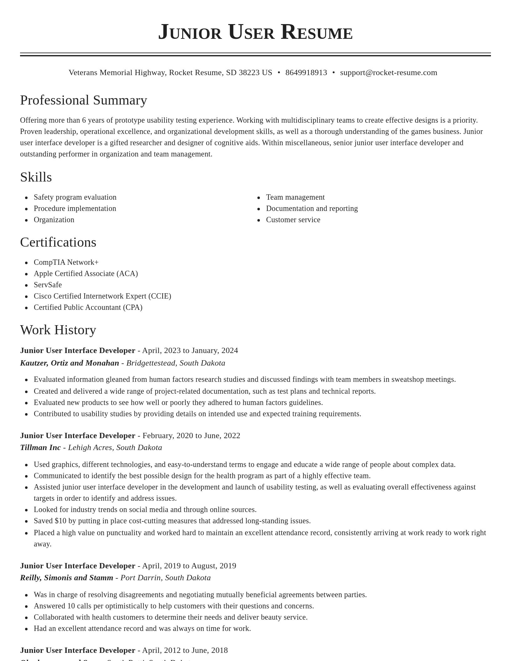 Classic resume template