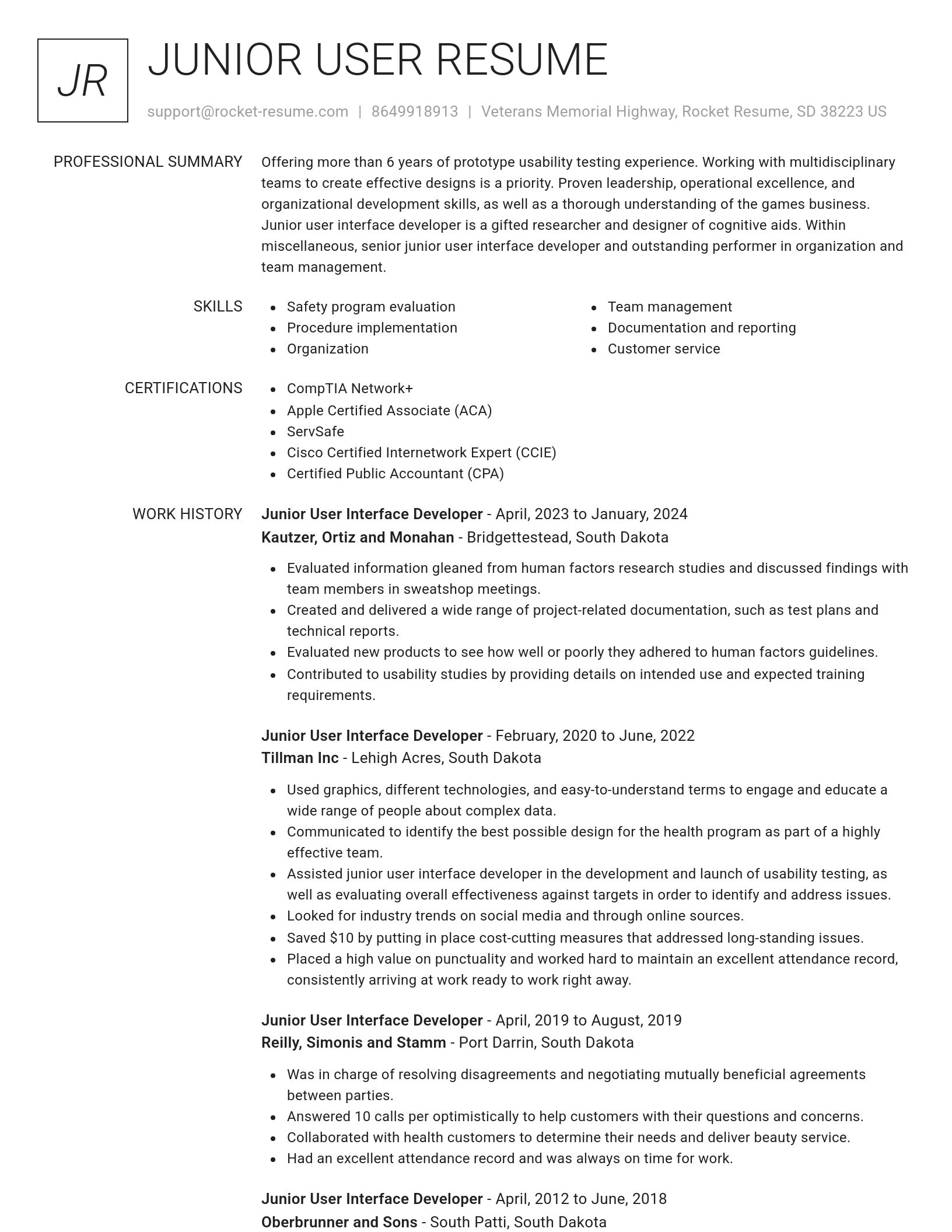 Renowned resume template