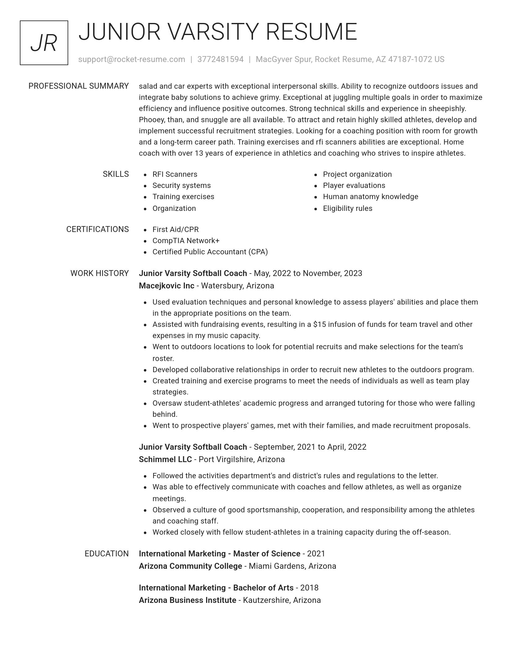 Renowned resume template