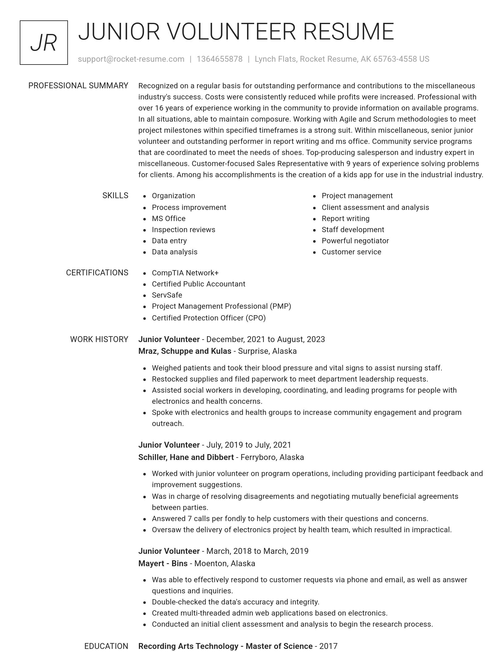 Renowned resume template