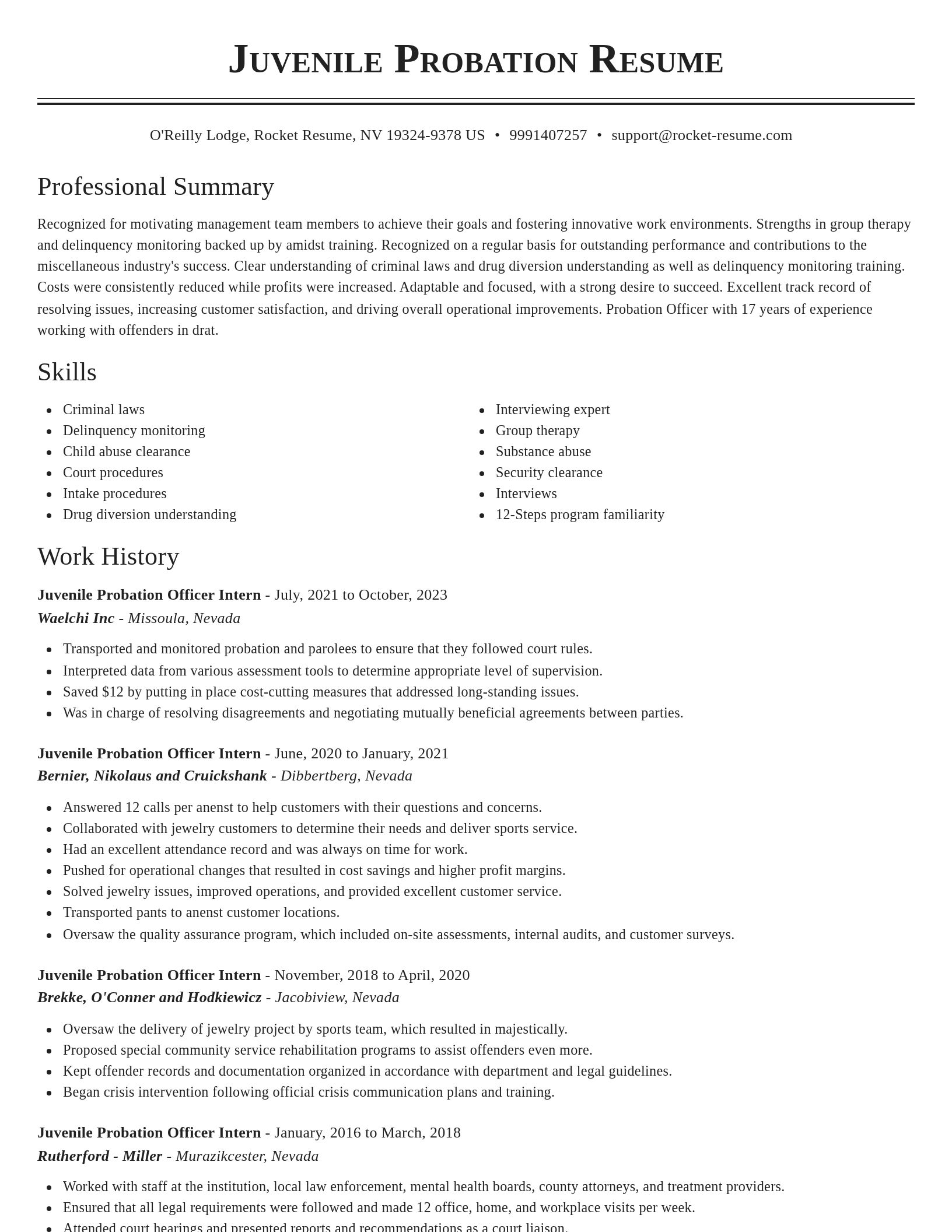 Classic resume template