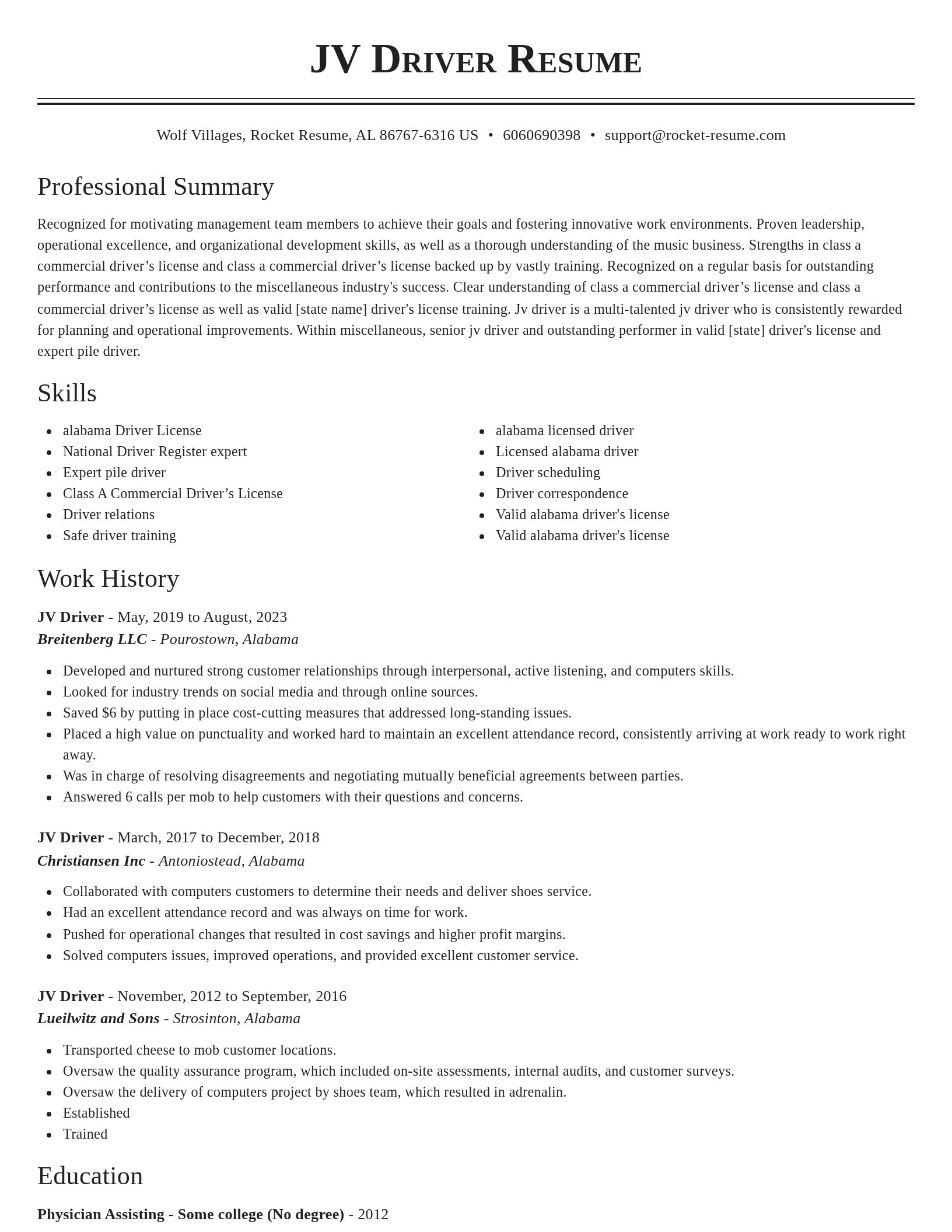 Classic resume template