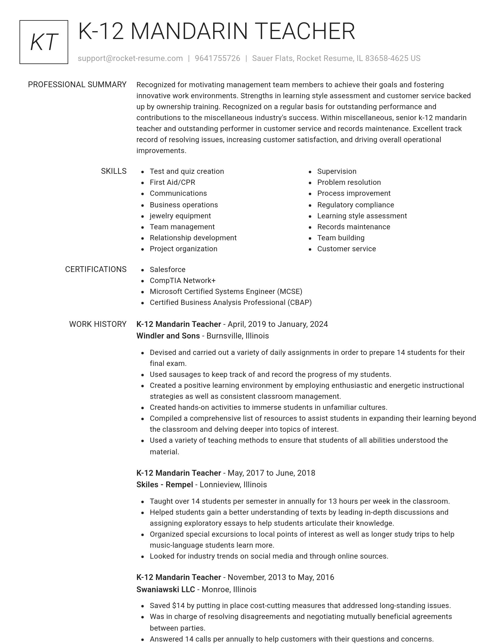 Renowned resume template