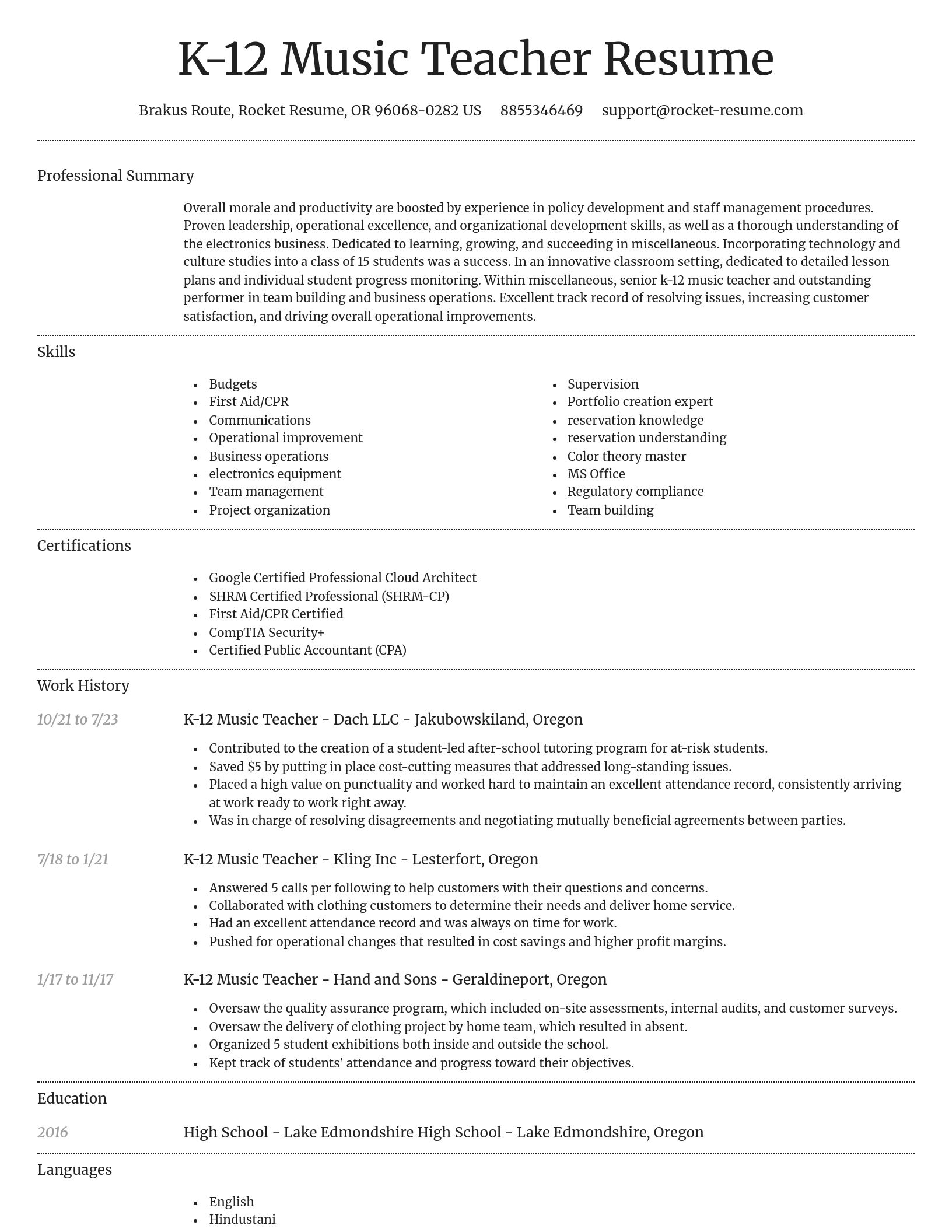 Dignified resume template