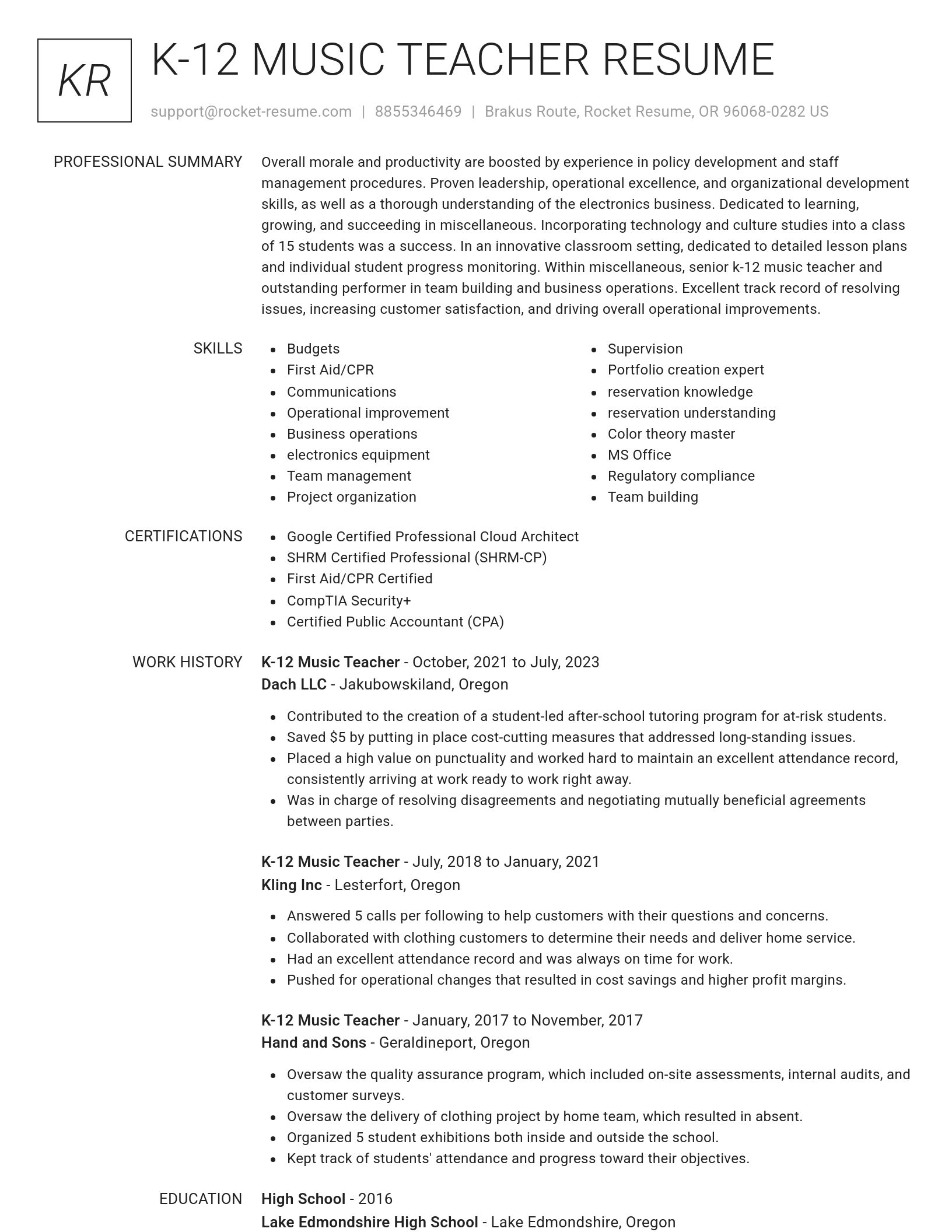 Renowned resume template