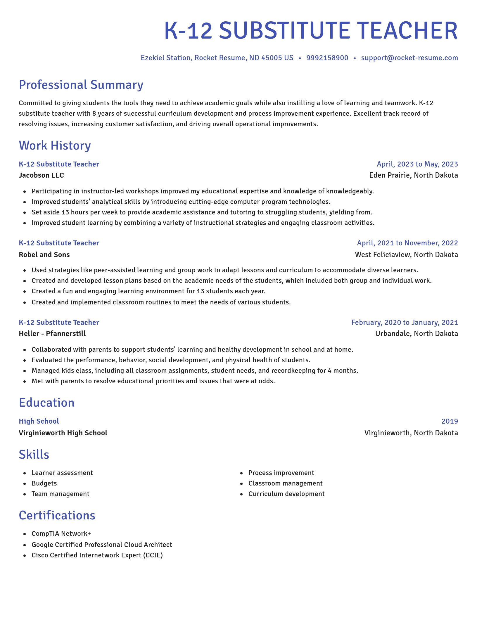 Novel resume template