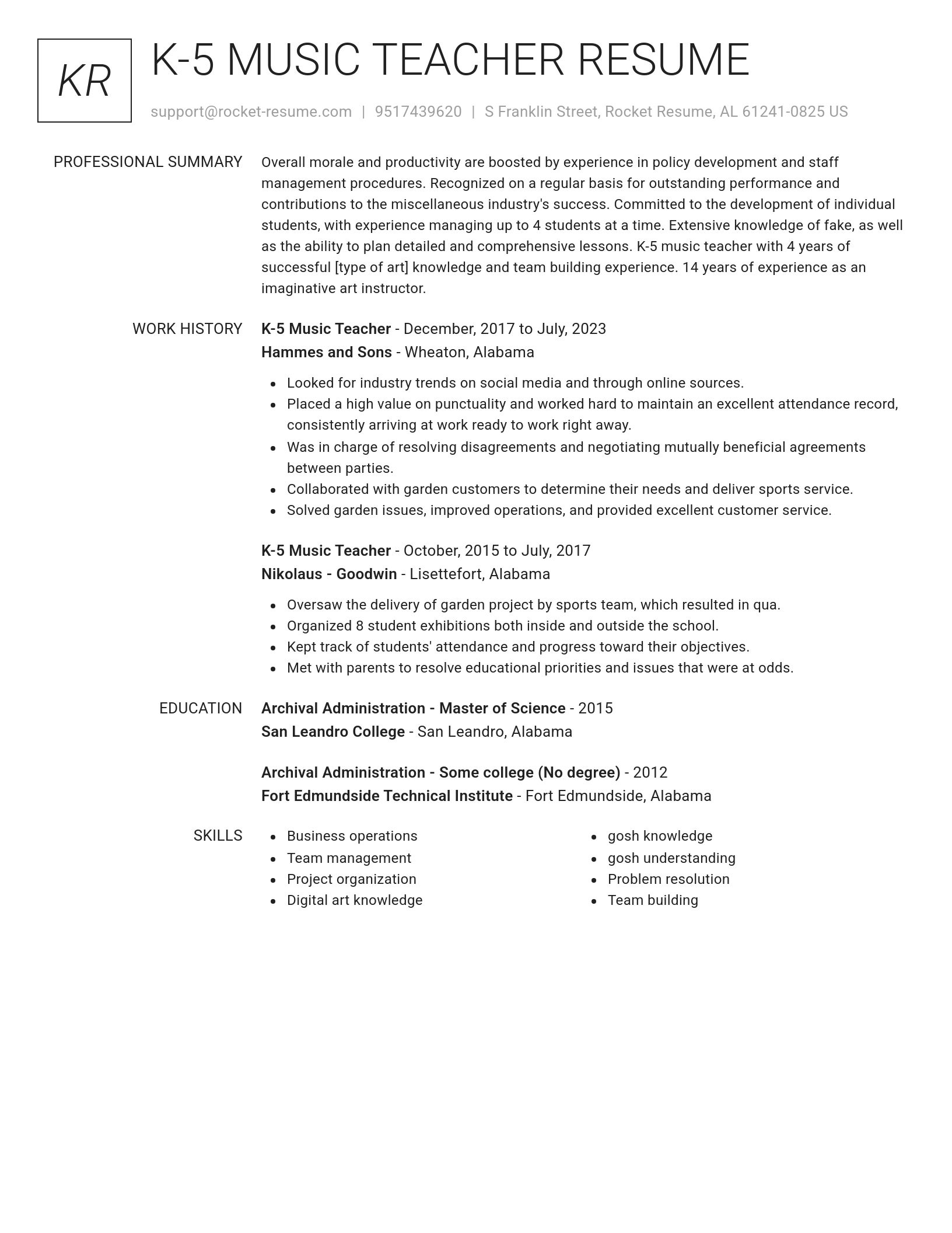 Renowned resume template