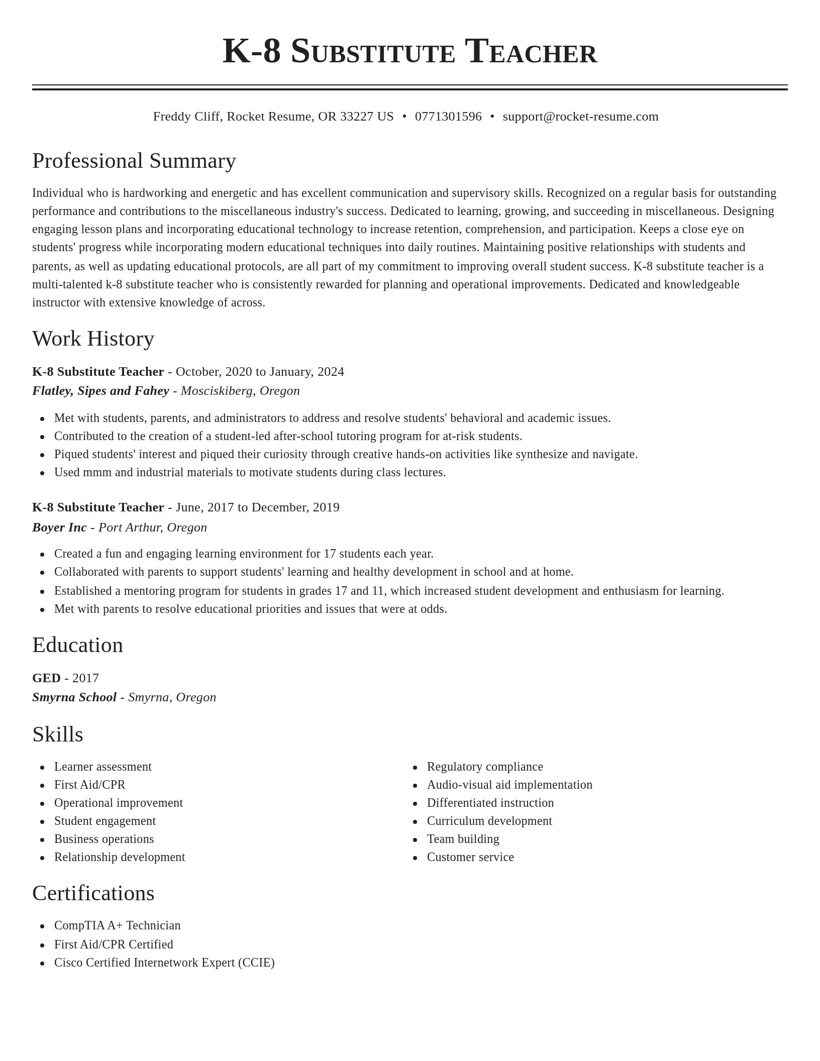 Classic resume template