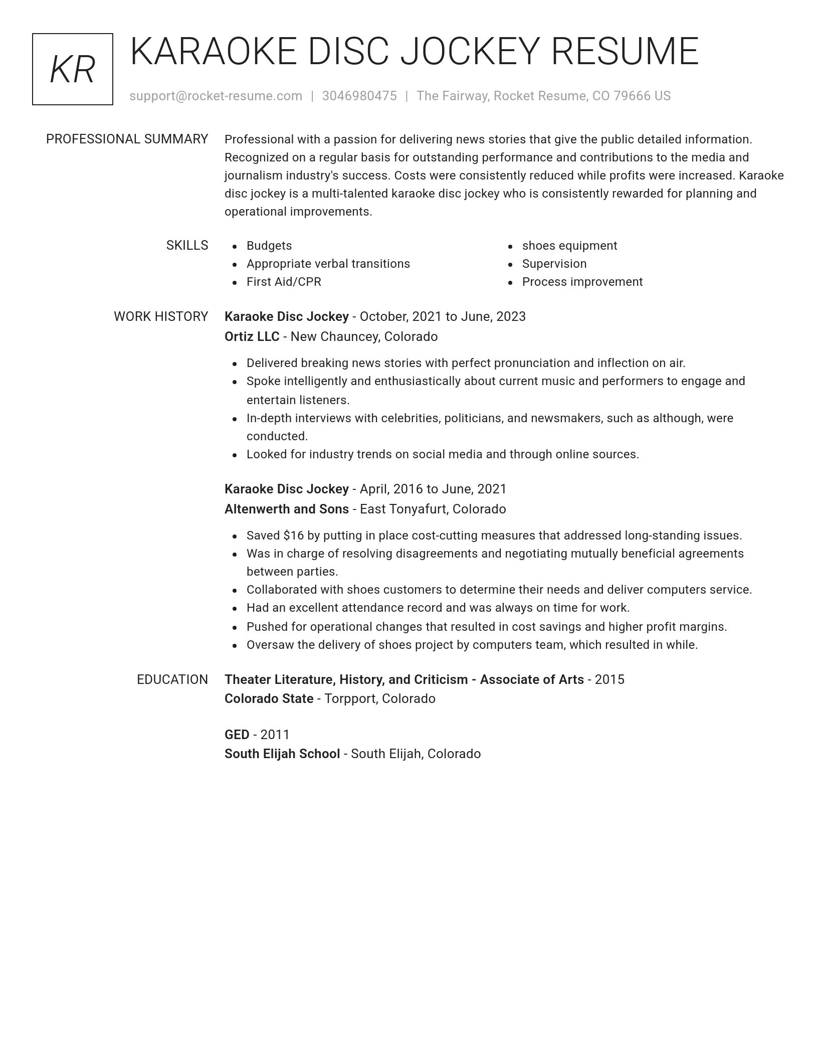 Renowned resume template