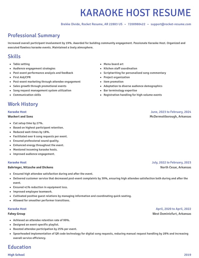 Novel resume template