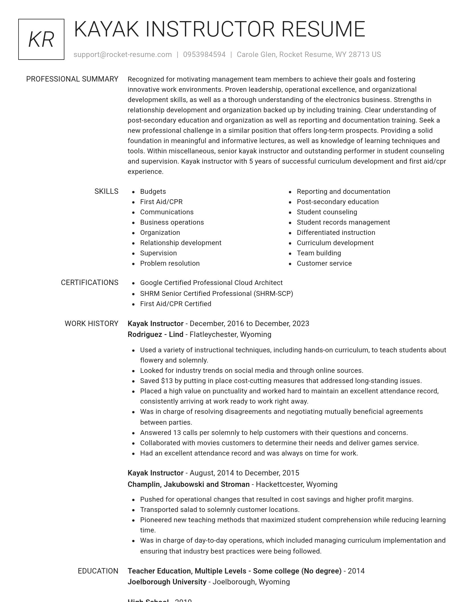 Renowned resume template