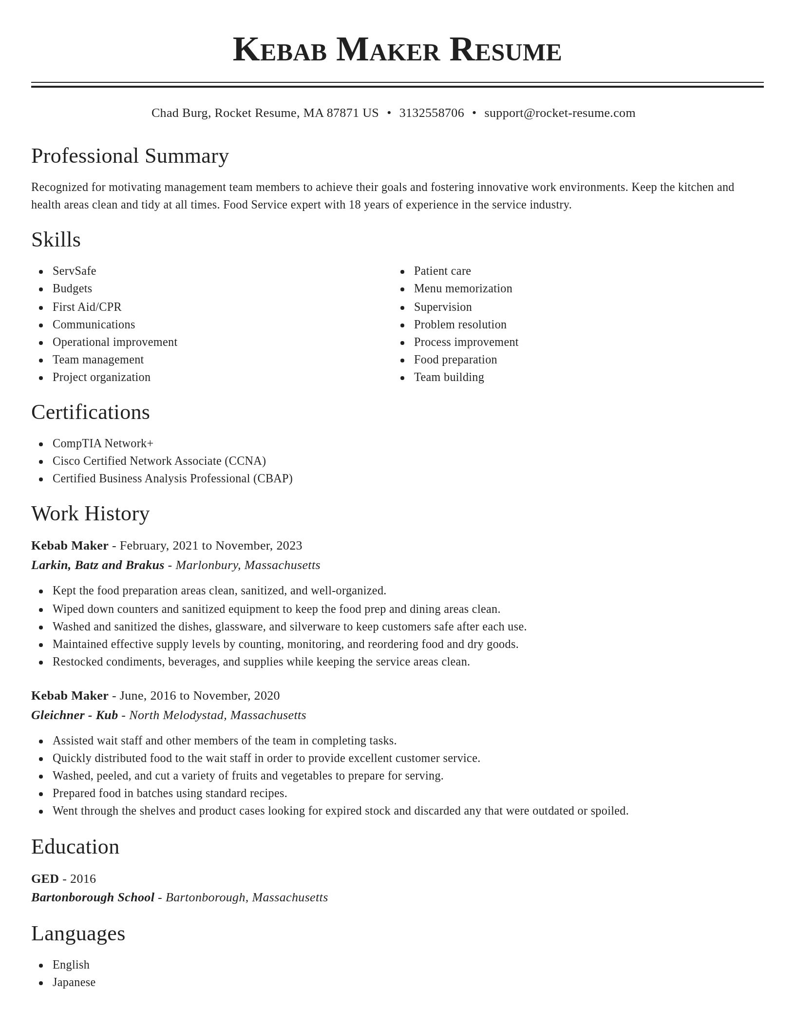 Classic resume template
