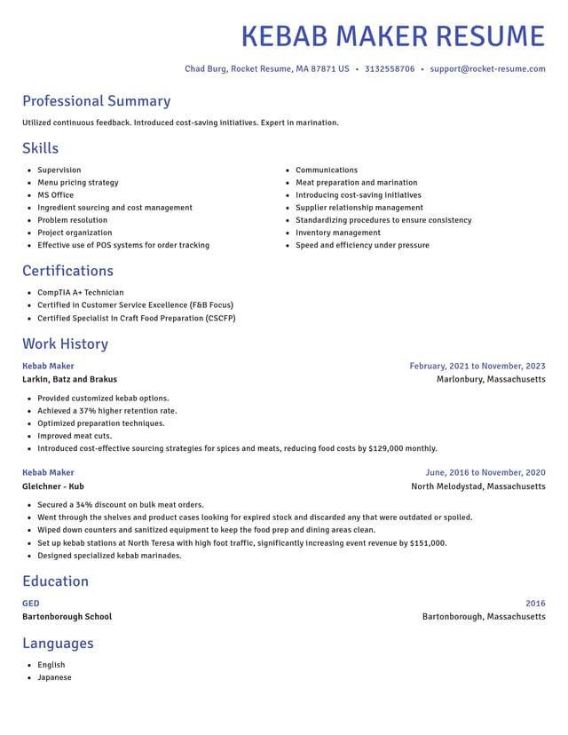 Novel resume template