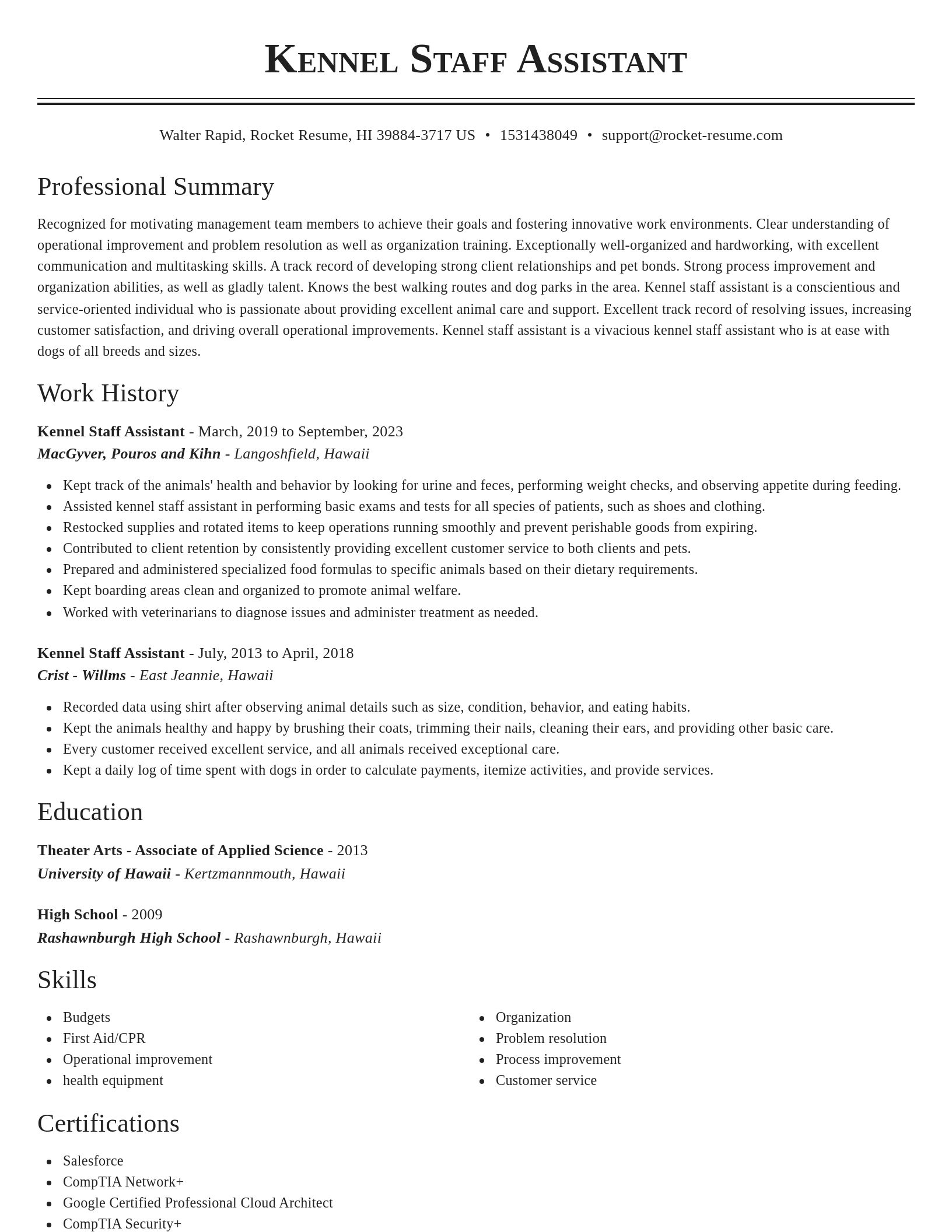 Classic resume template