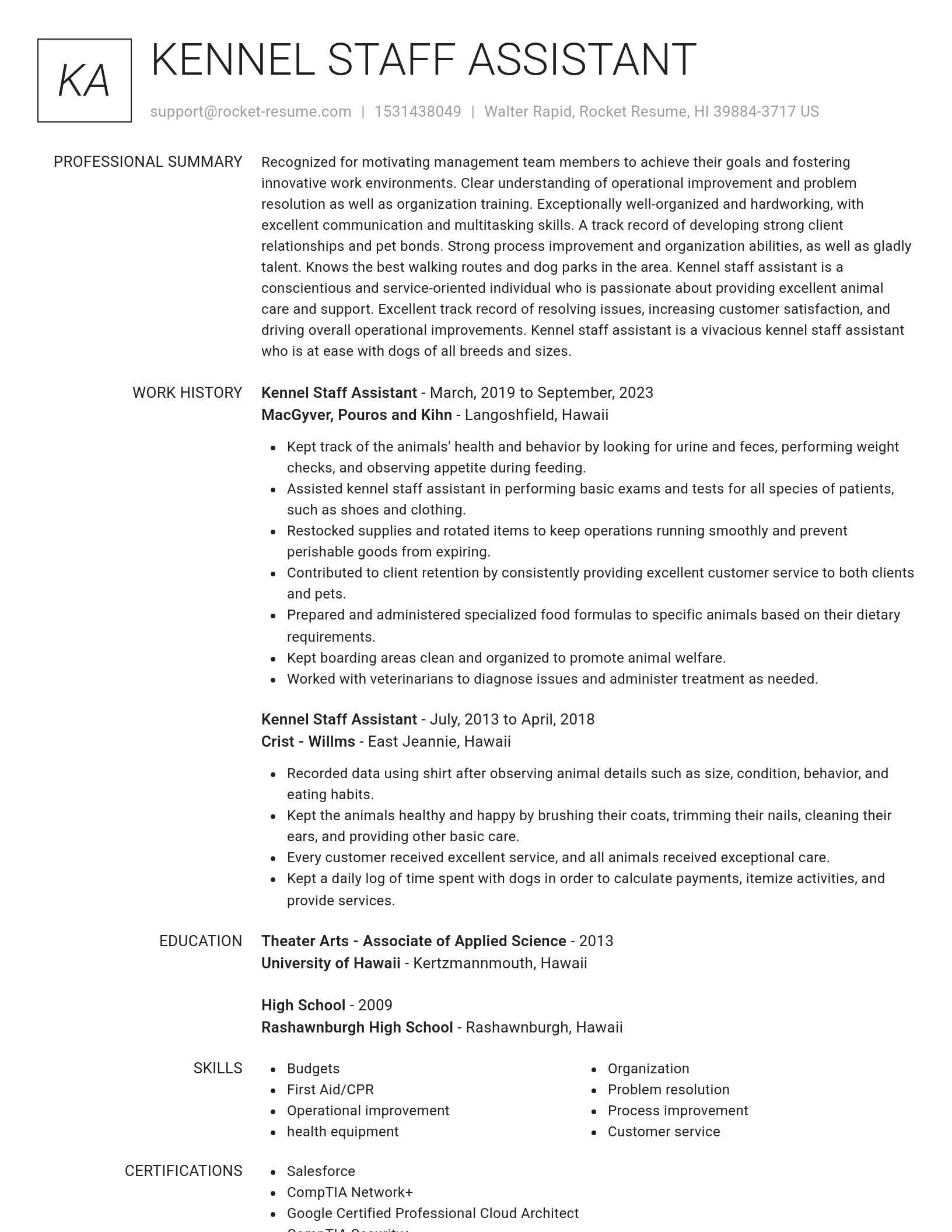 Renowned resume template