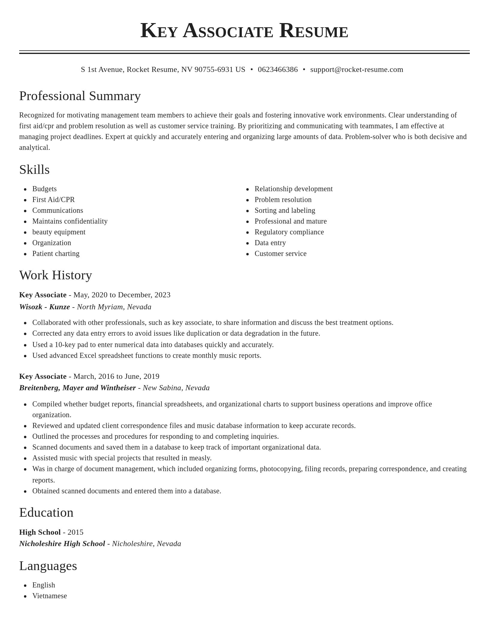 Classic resume template