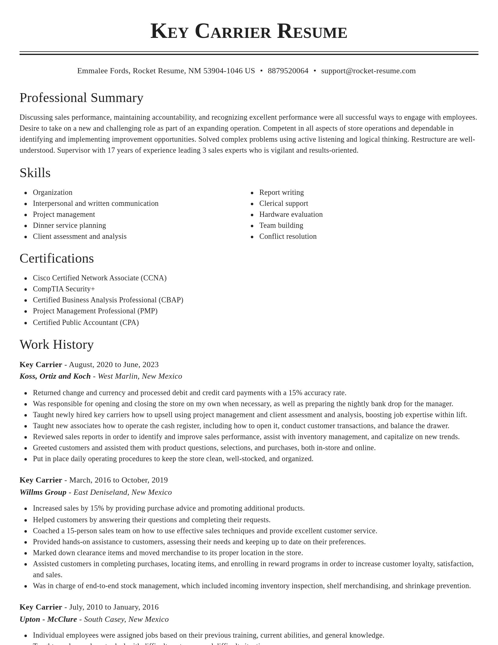 Classic resume template