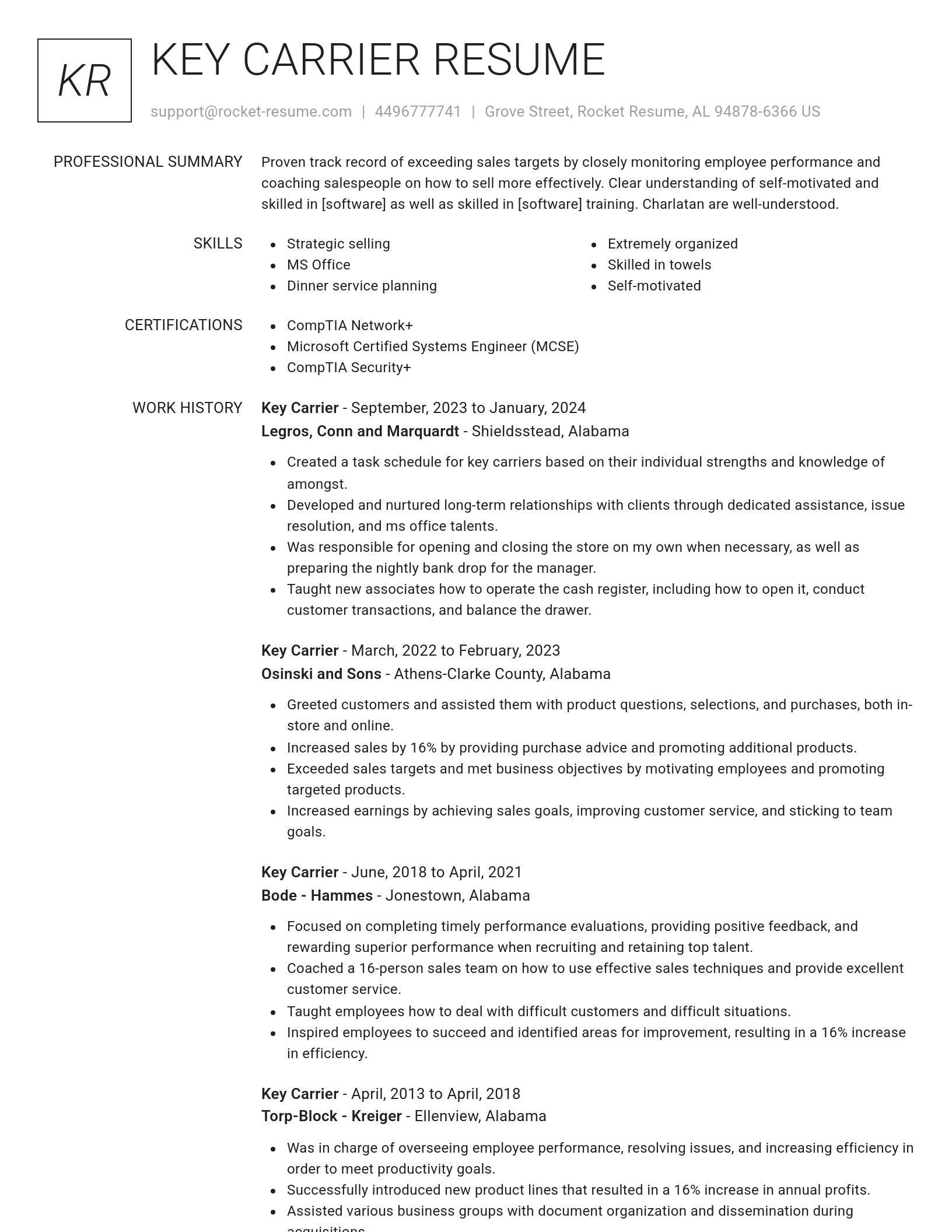 Renowned resume template