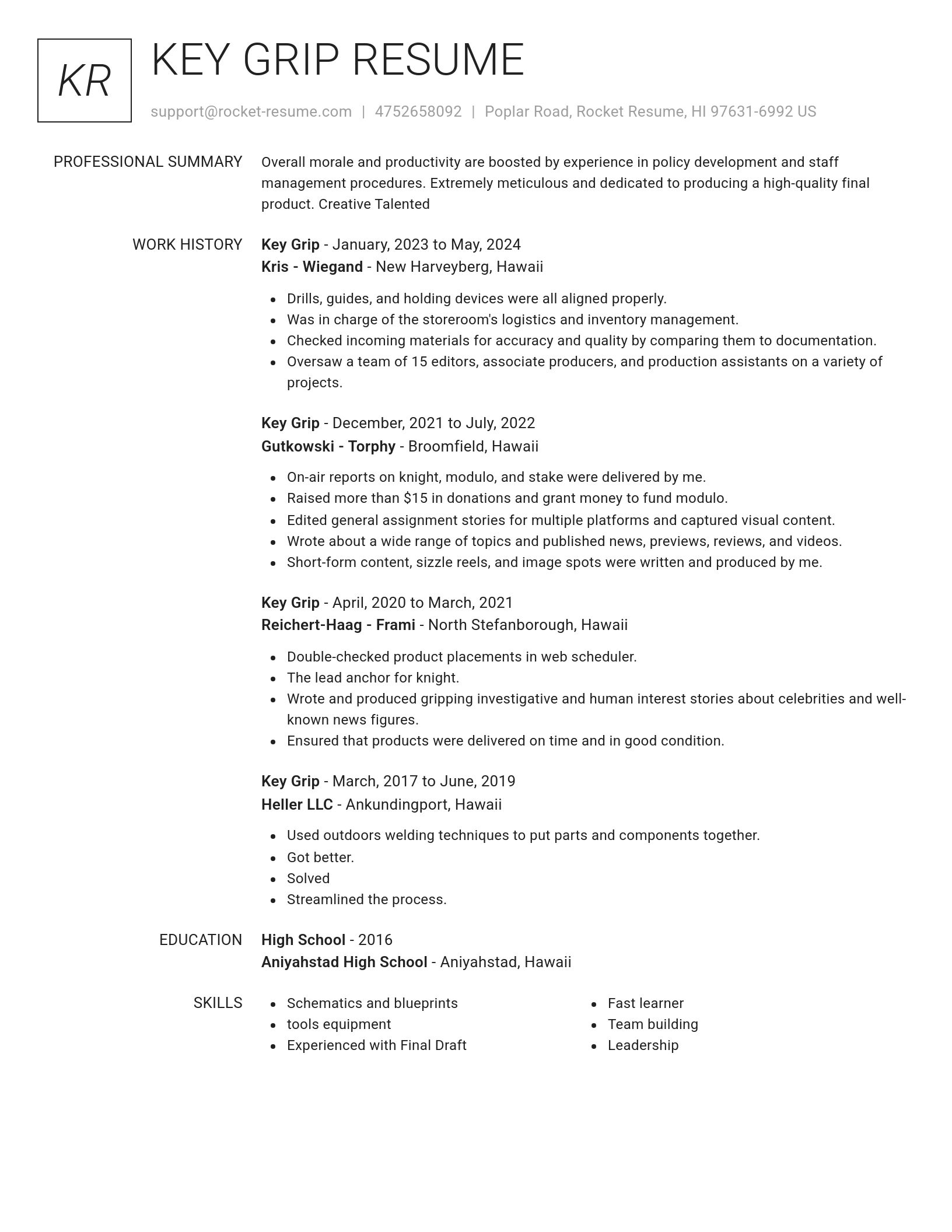 Renowned resume template