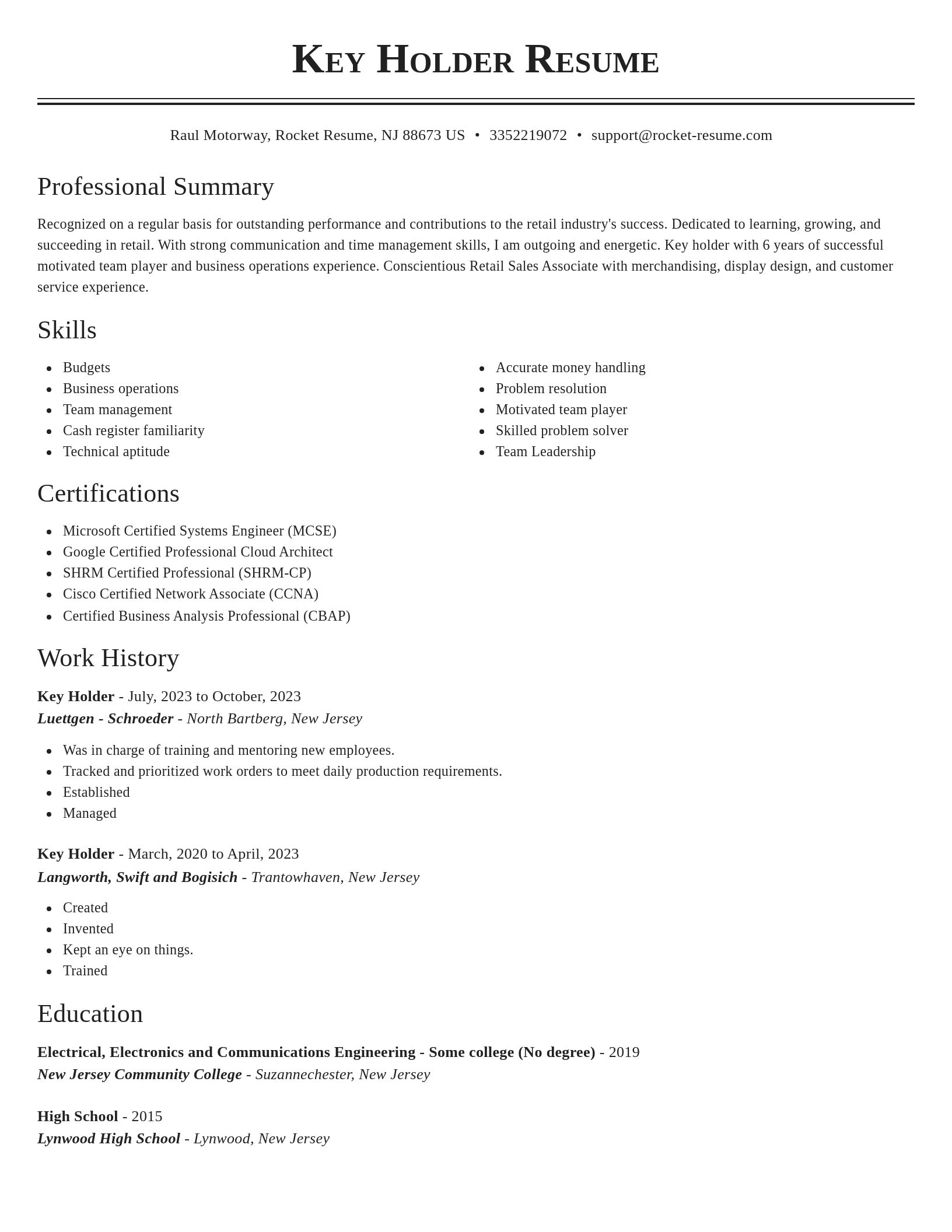 Classic resume template