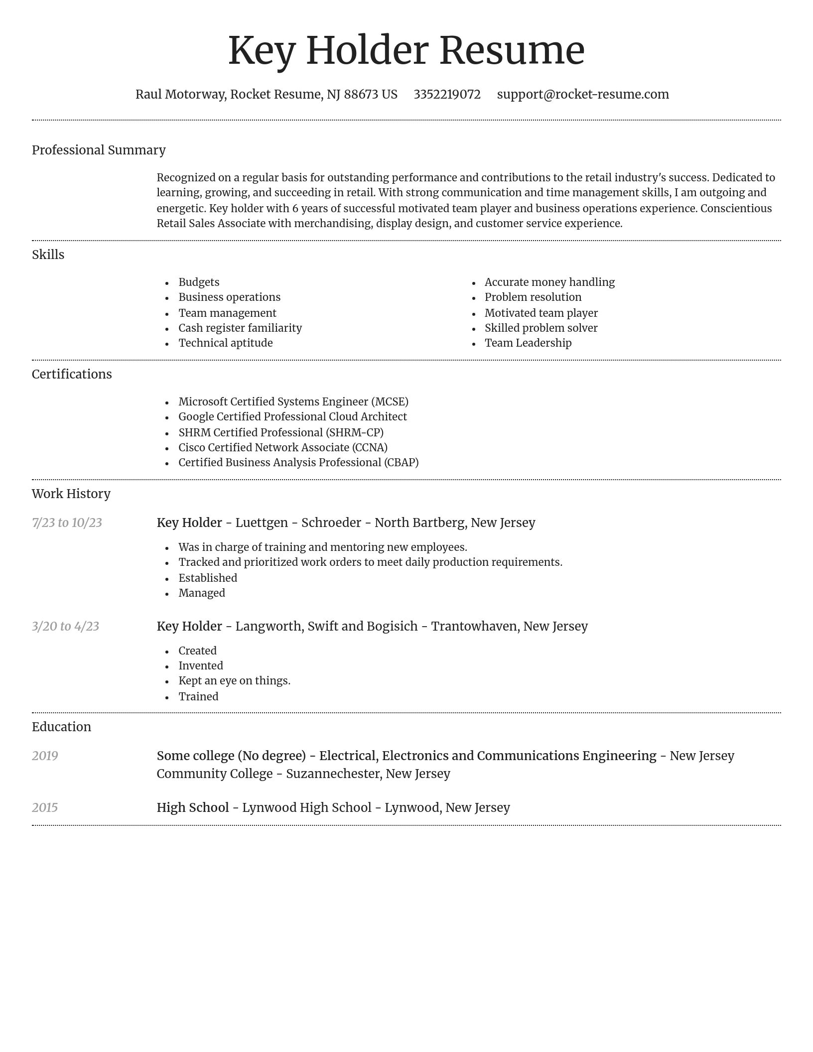 Dignified resume template