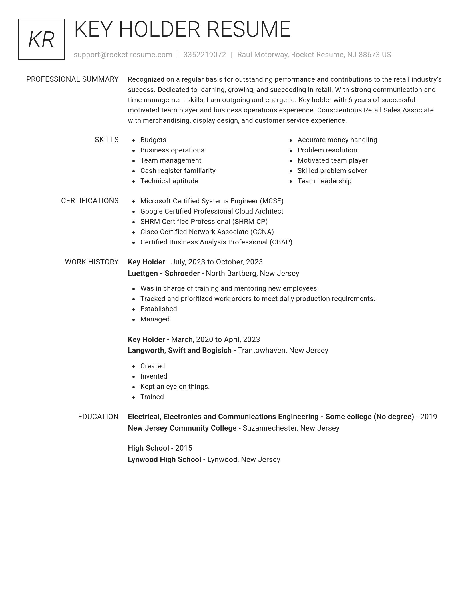 Renowned resume template