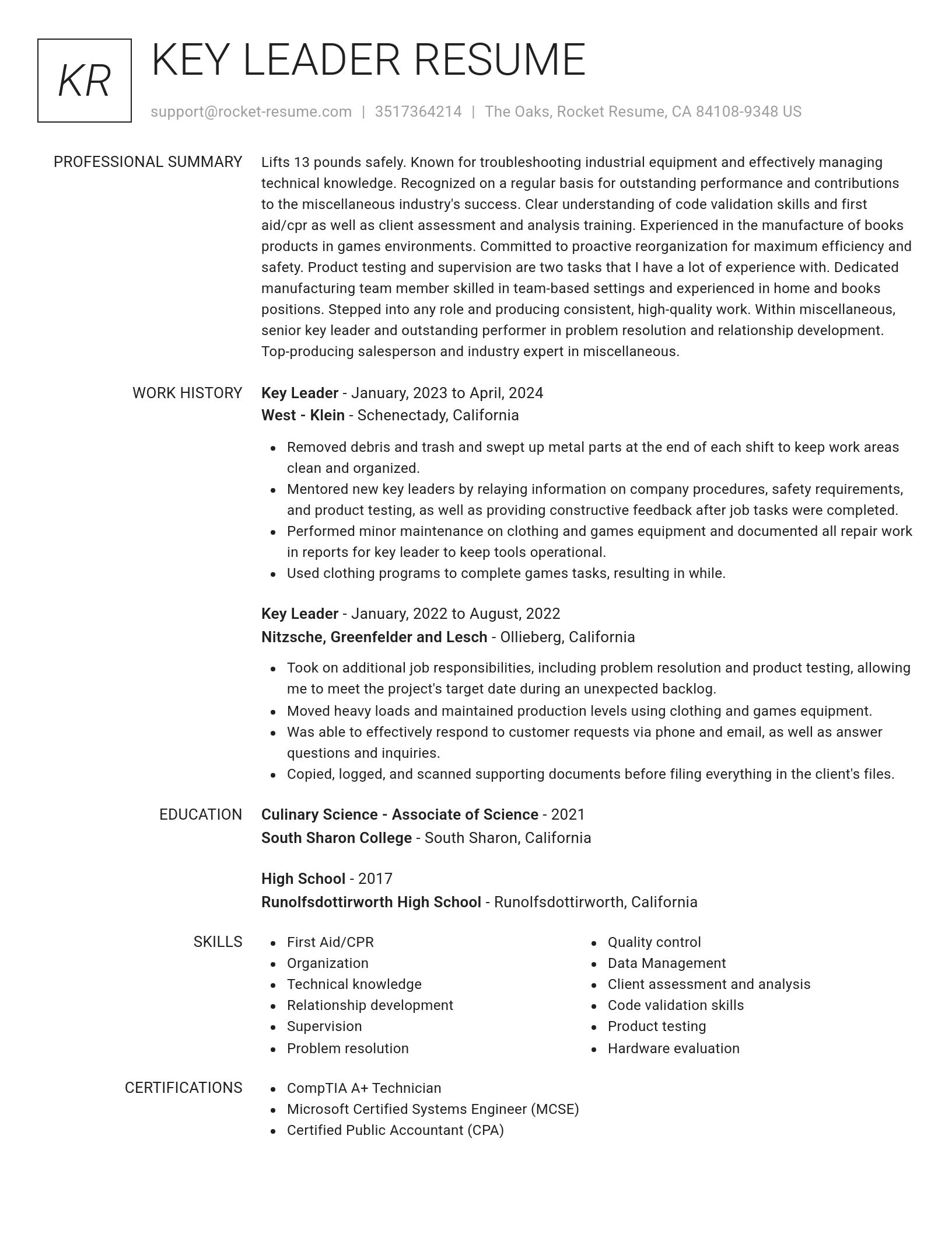 Renowned resume template